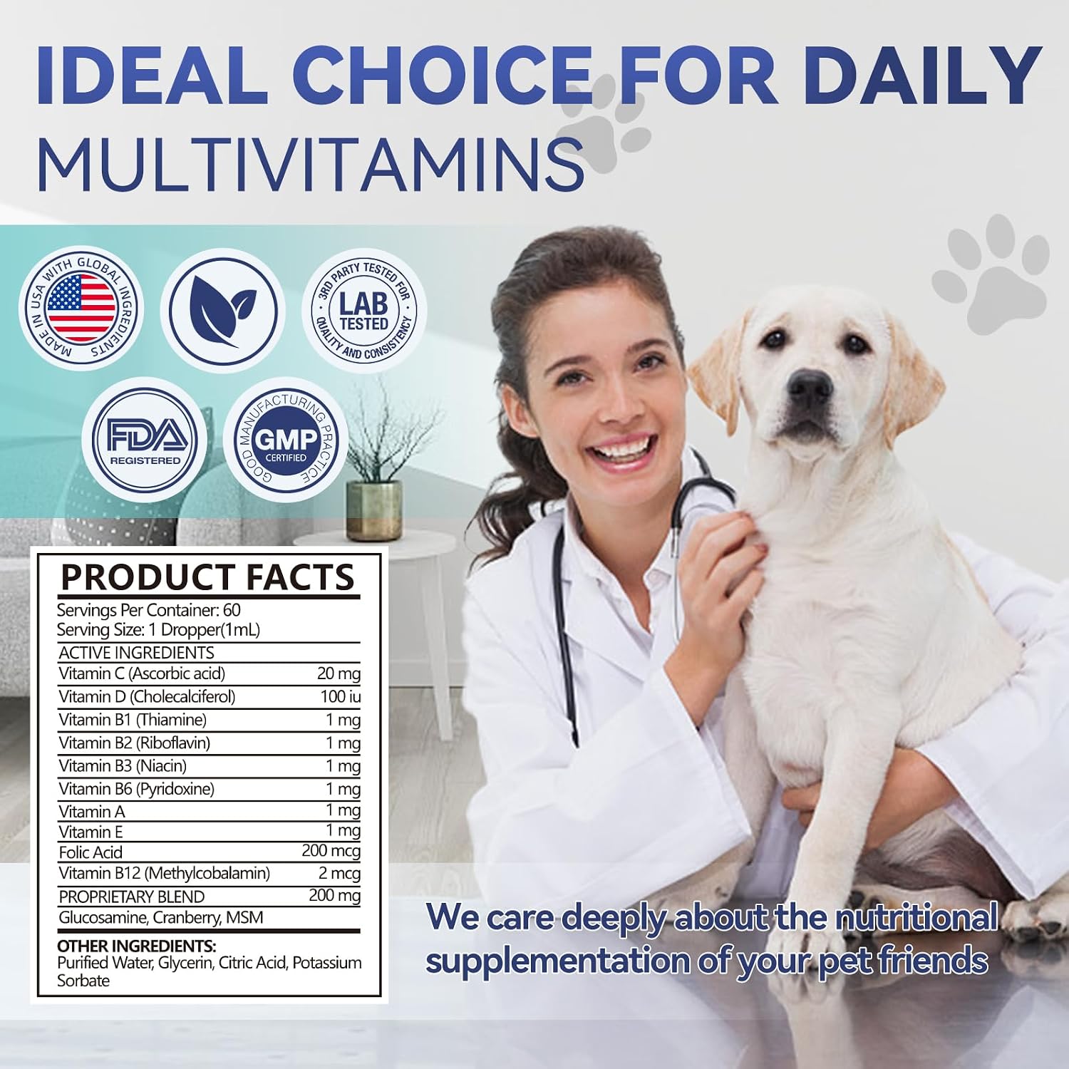 Liquid Dog Multivitamin 15-in-1 with Glucosamine & Cranberry, 60 ml — view 7