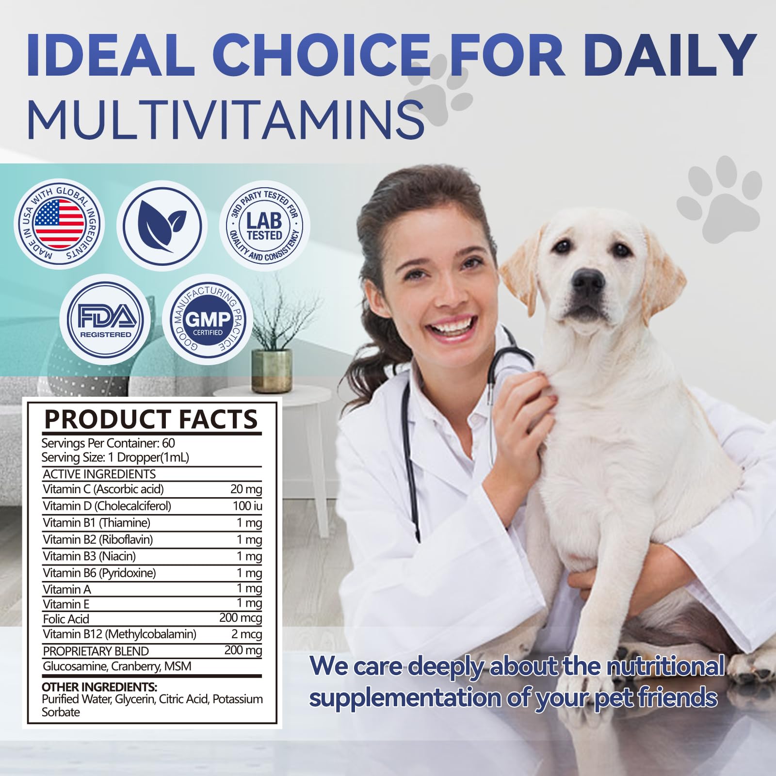 Dogs Vitamins, 15 in 1 Cat Vitamins with Glucosamine Cranberry, Pet Vitamin and Supplements Helps for Joints, Coat Shining, Immune System, Dog Liquid Multivitamin Promotes Appetite(60ml) — Amazon image 7