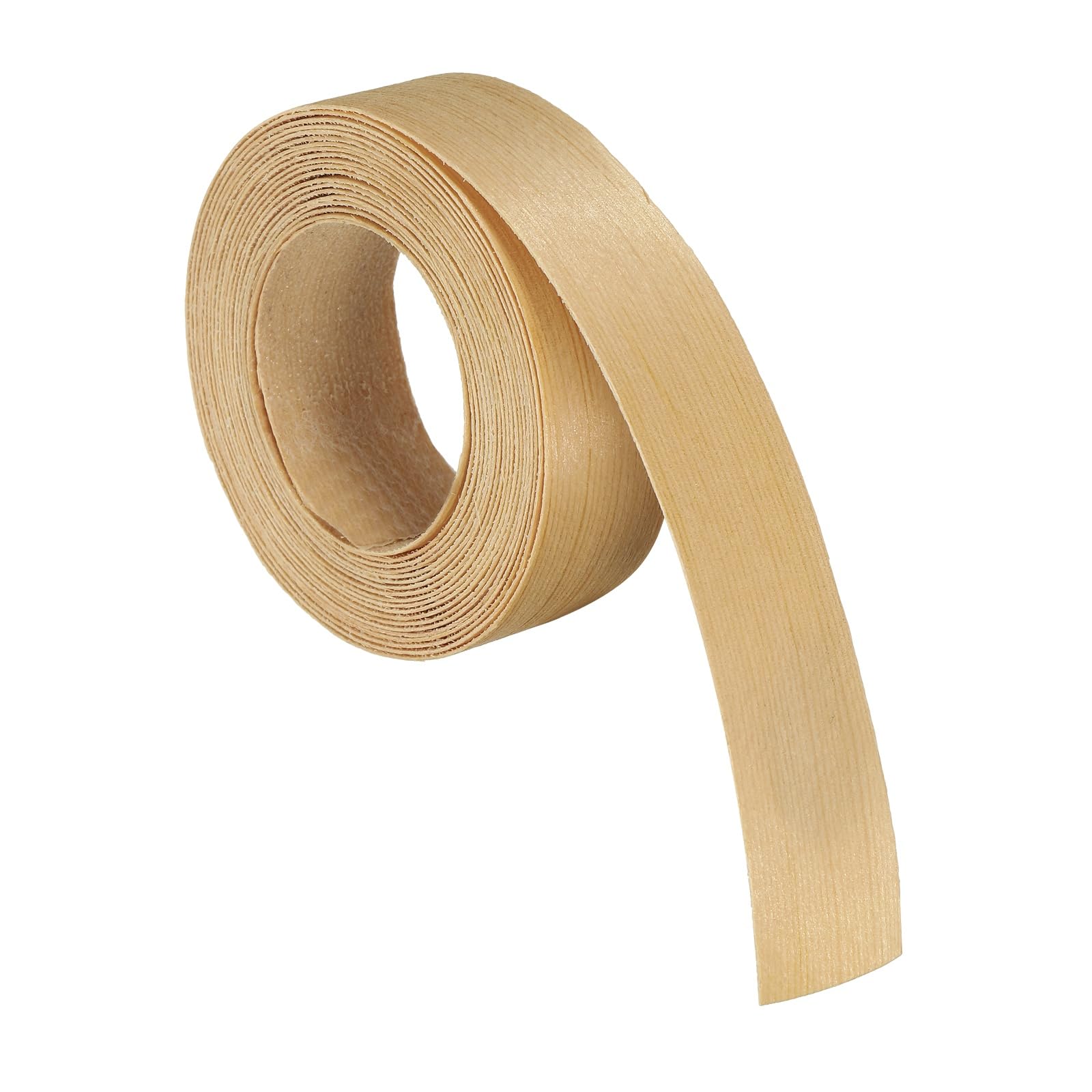 sourcing map 2.5cm x 4m Wood Veneer Edge Banding, Pre-Glued Flexible Pine Edging Strips, Iron on with Hot Melt Adhesive Wood Tape for Cabinet Repair and Furniture Restoration