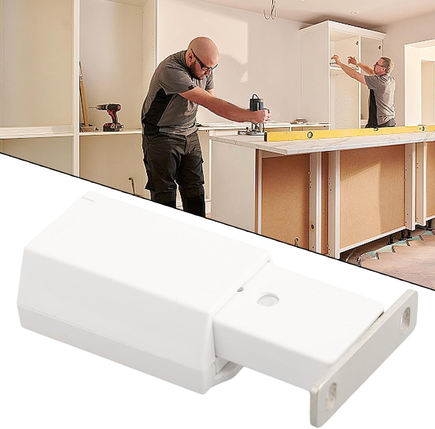 Heavy Duty Push-to-Open Cabinet Catch Sliding & Closet Doors – Invisible Door Bumper with Zinc Alloy Core, Suitable Interior Doors to 2.5m and 125kg Load(White)