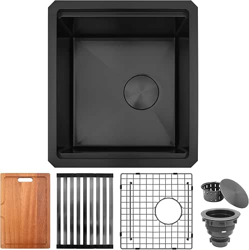 Black Bar Sink Undermount,Small Bar & Prep Sinks,16 Gauge Stainless