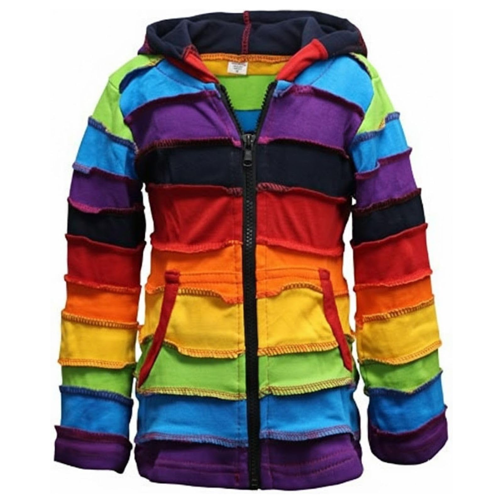 Shopoholic Fashion - Felpa da bambini in stile hippie, a righe colorate, con cappuccio