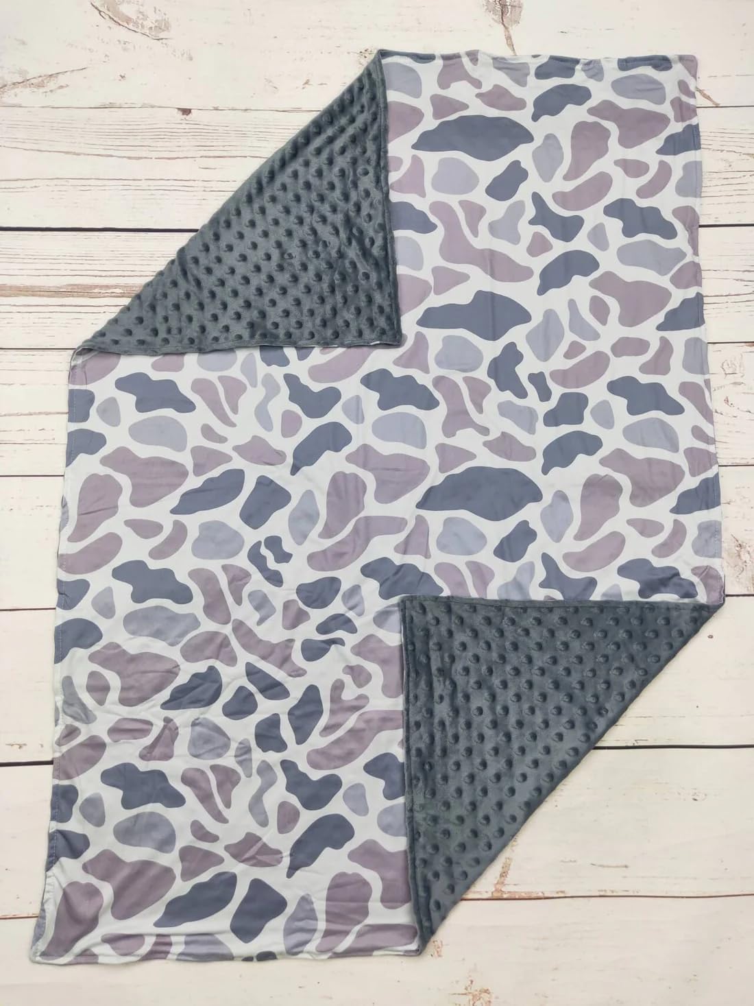 Gray camo Minky Baby Blankets