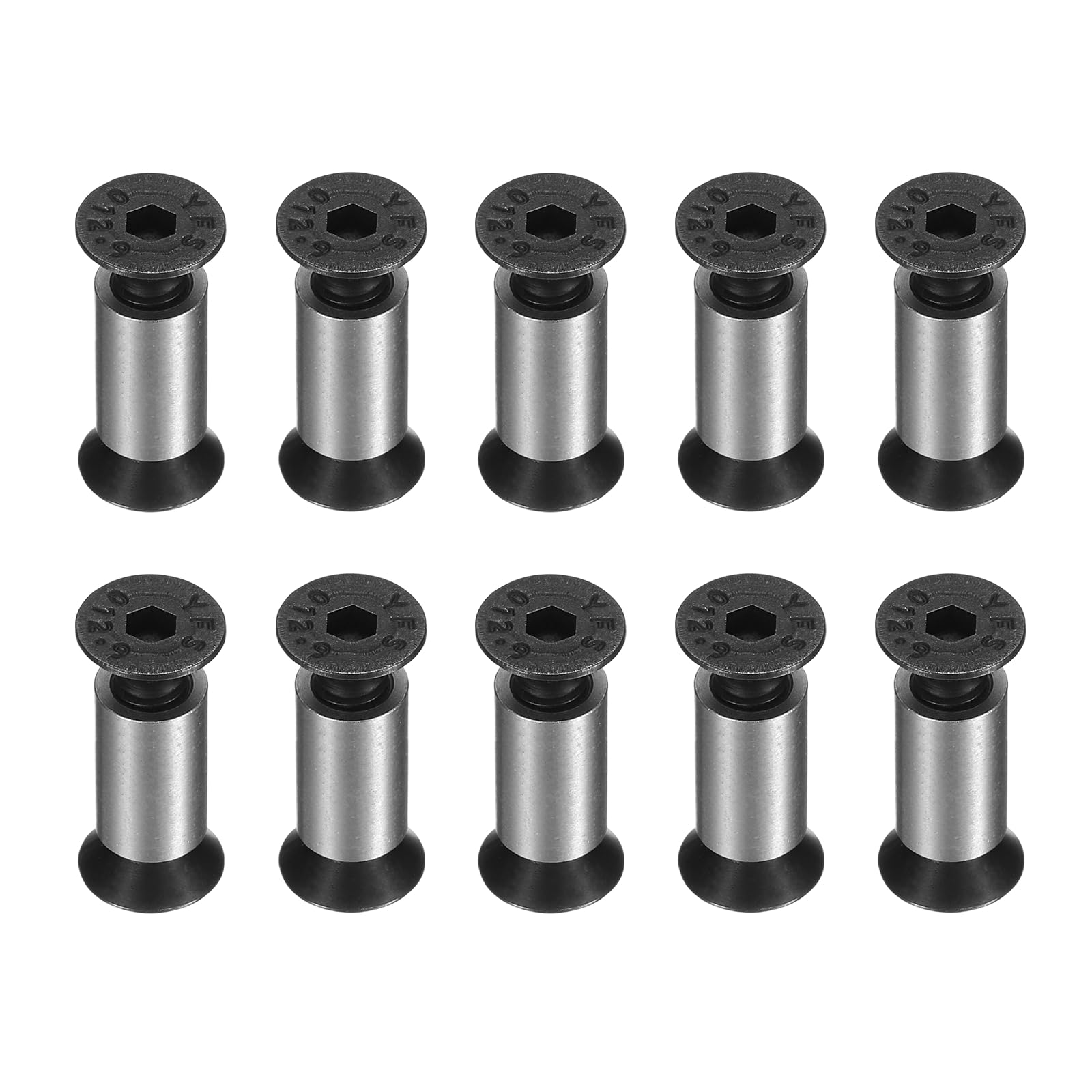 sourcing map 10pcs Knife Handle Screws 6x12mm Hex Sink Head Metal Pocket Knife Pivot Pin