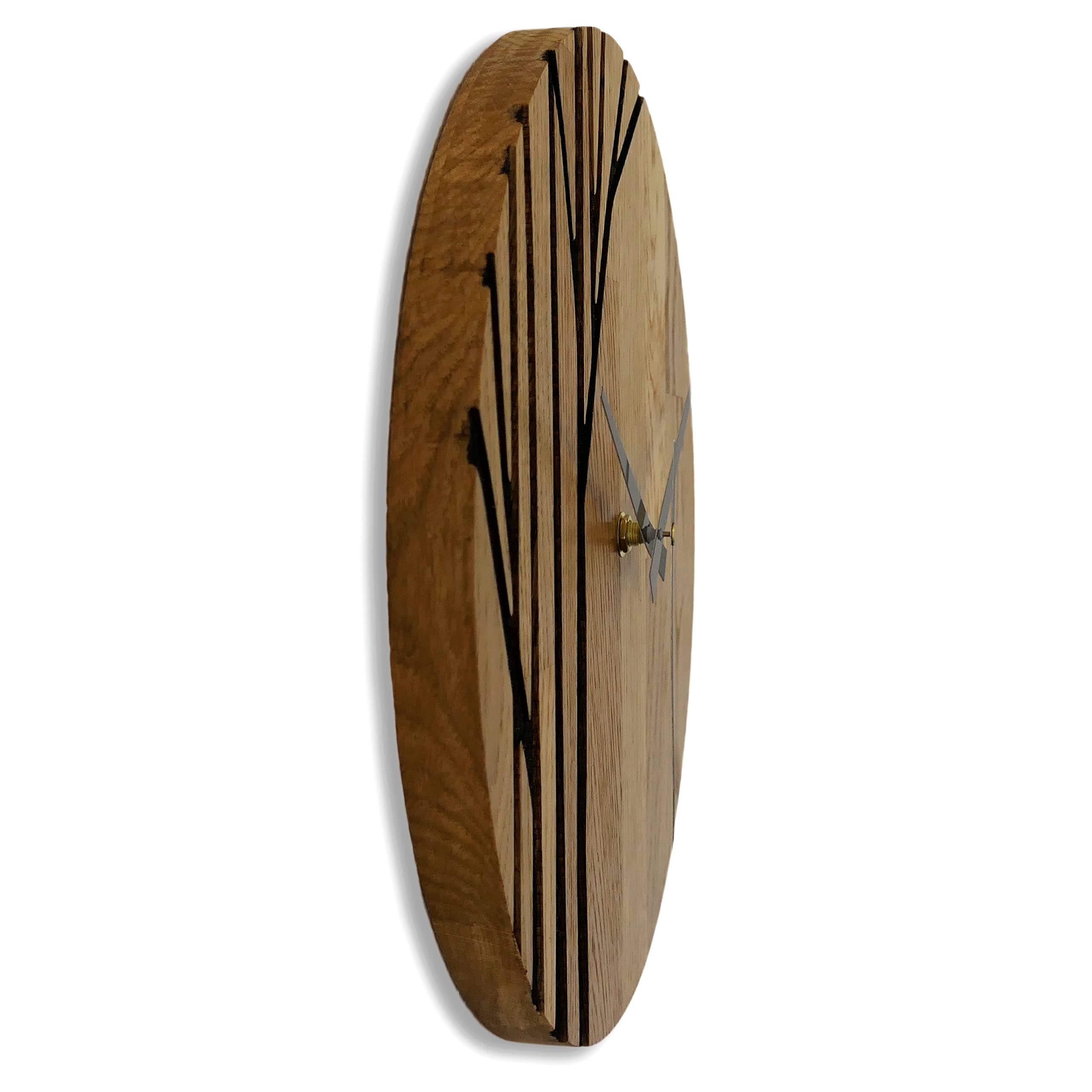 Wanduhr aus echtem Eichenholz, Moderne Wanduhr aus Holz, Heimdekoration aus Eiche - Mattlack, 40 cm