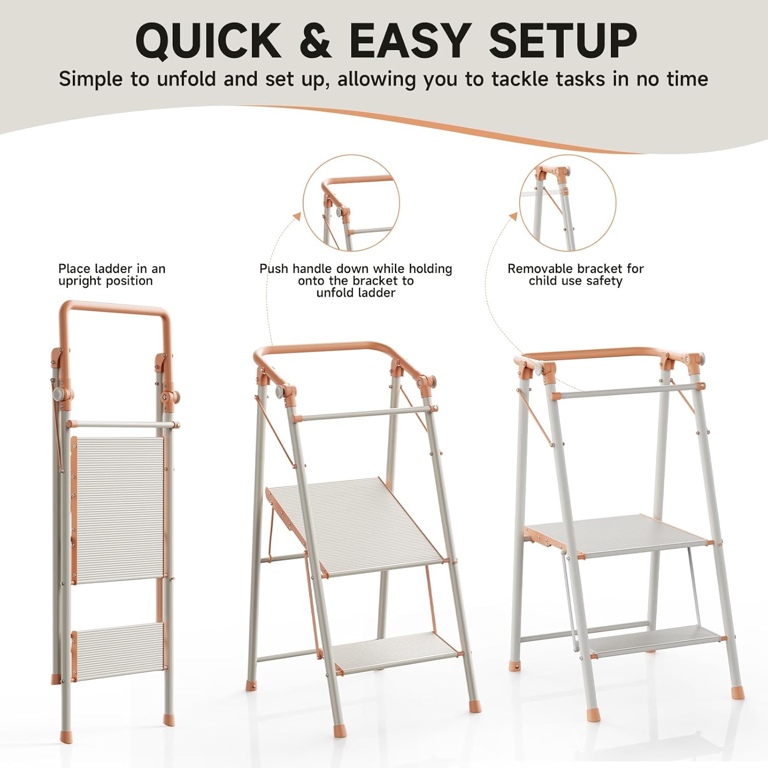 UNICOO® Foldable Toddler Tower - 2-Step Ladder for Adult - Foldable Kitchen Tower, Kids Step Stool, Folding Toddler Tower for Kitchen and Bathroom - Image 7