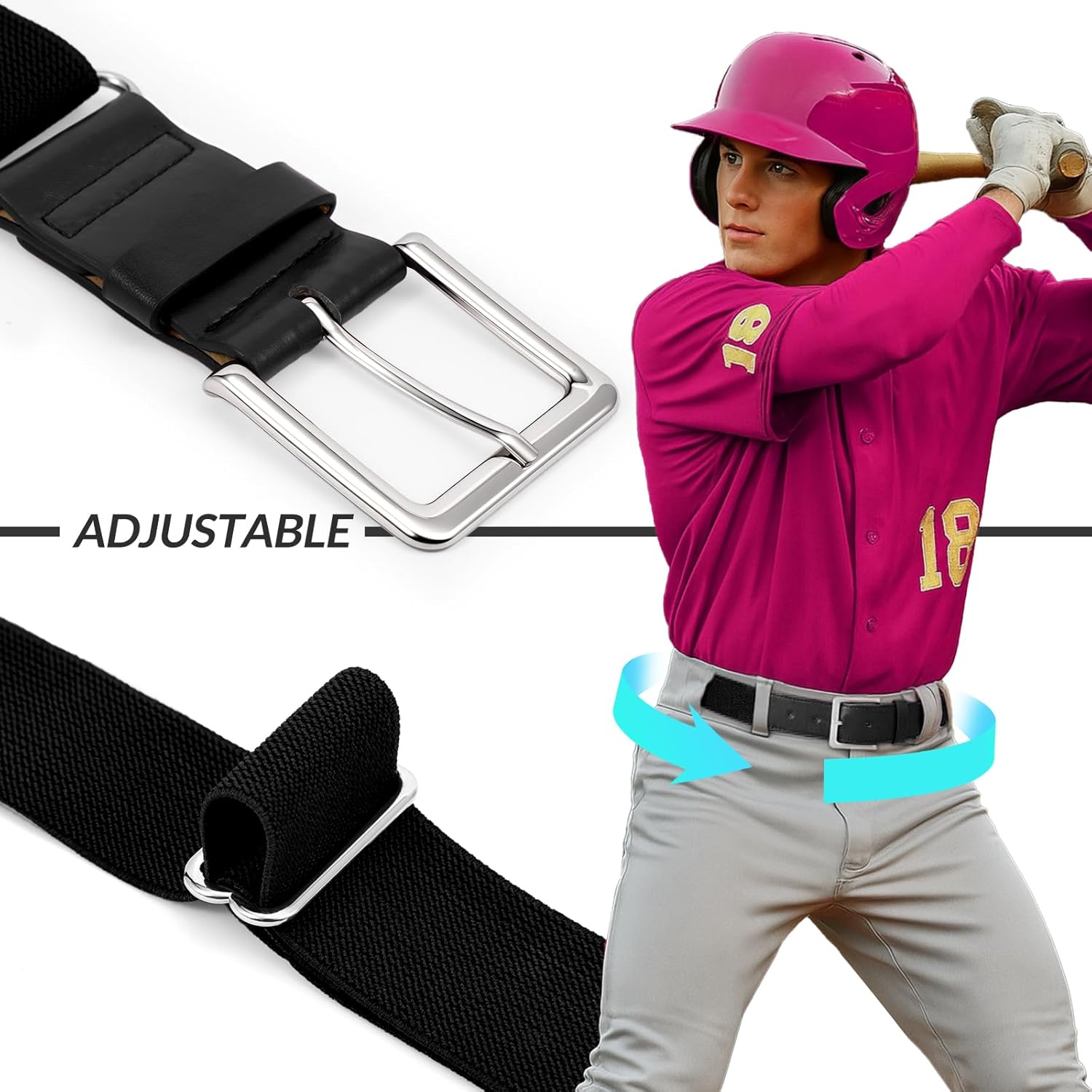 WERFORU Baseball Socks and Belt Combo For Youth and Adult-Boys Softball Socks with Adjustable Belt - Image 4
