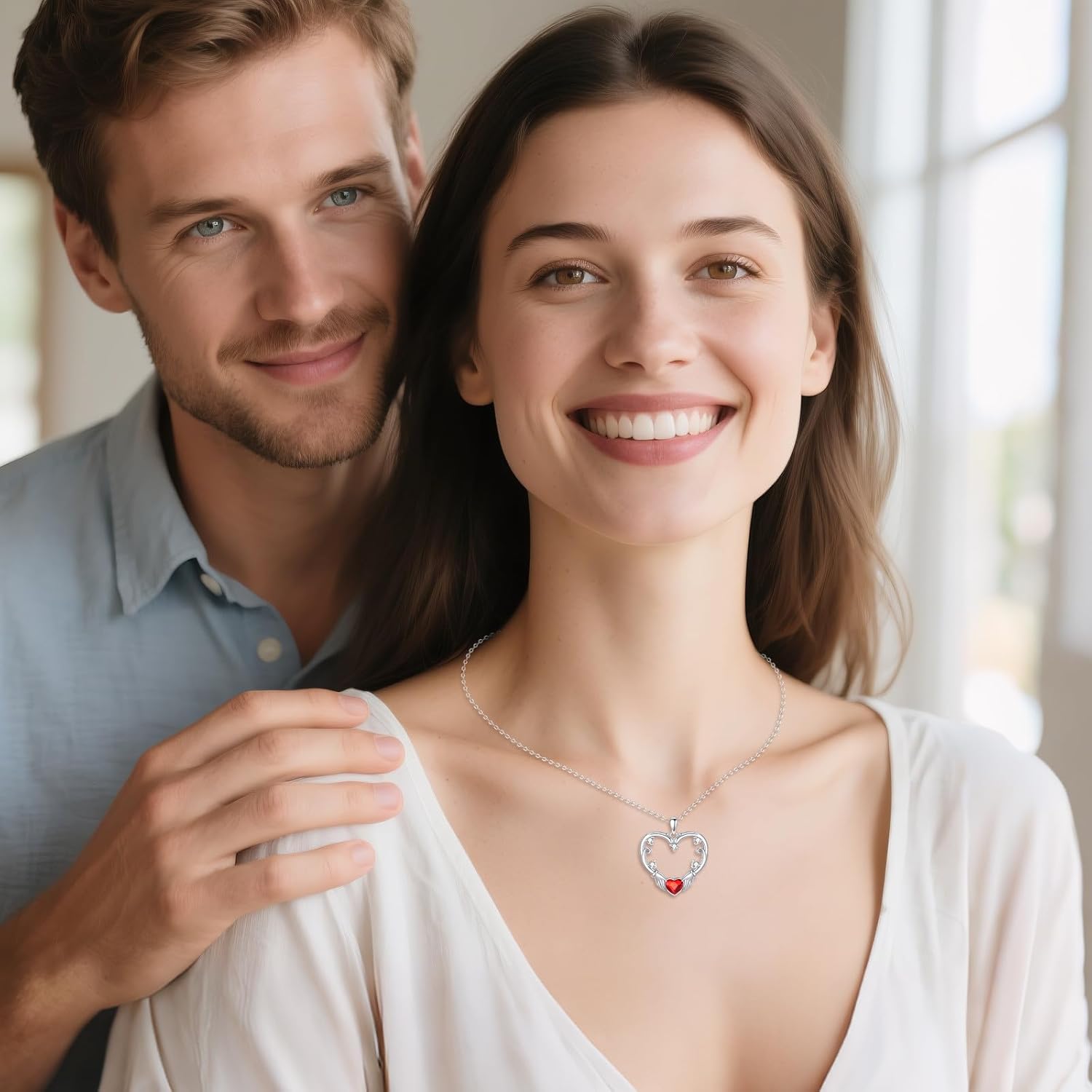 Sterling Silver Claddagh Irish Women's Heart Ruby Moissanite Pendant Necklace Necklace Women's Pendant Jewelry Gift Birthday Valentine's Day Christmas St. Patrick's Day - Image 5