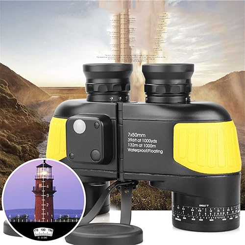 Vista 2 de KNFUT Binocular, 7X50 Big Eyepiece Telescope Professional Binocular Rangefinder HD Waterproof Low Light Compass Hunting Guide