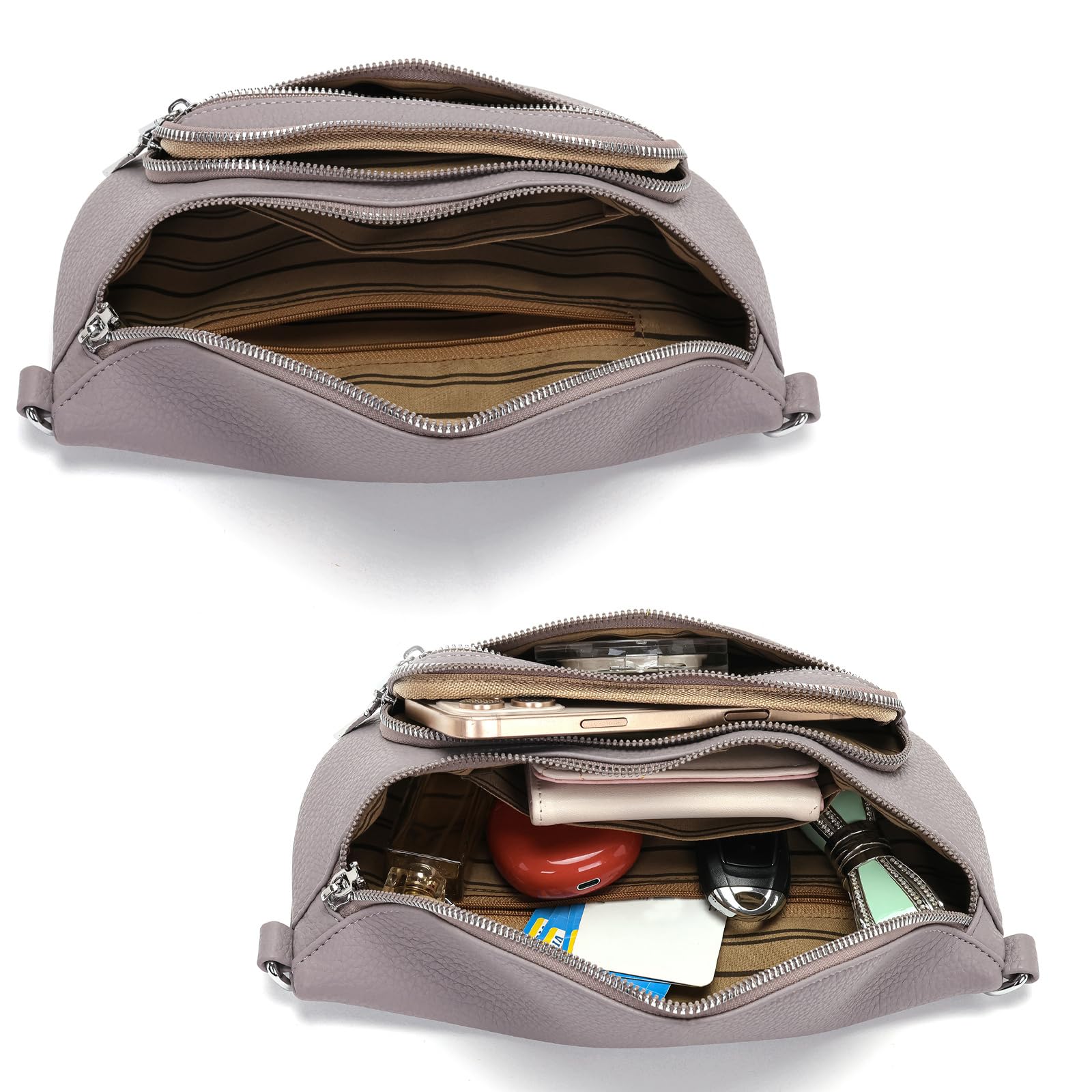 Sasrymnl kleine bauchtasche damen beige umhängetasche damen klein gürteltasche Veganes Leder handtasche crossbody bag