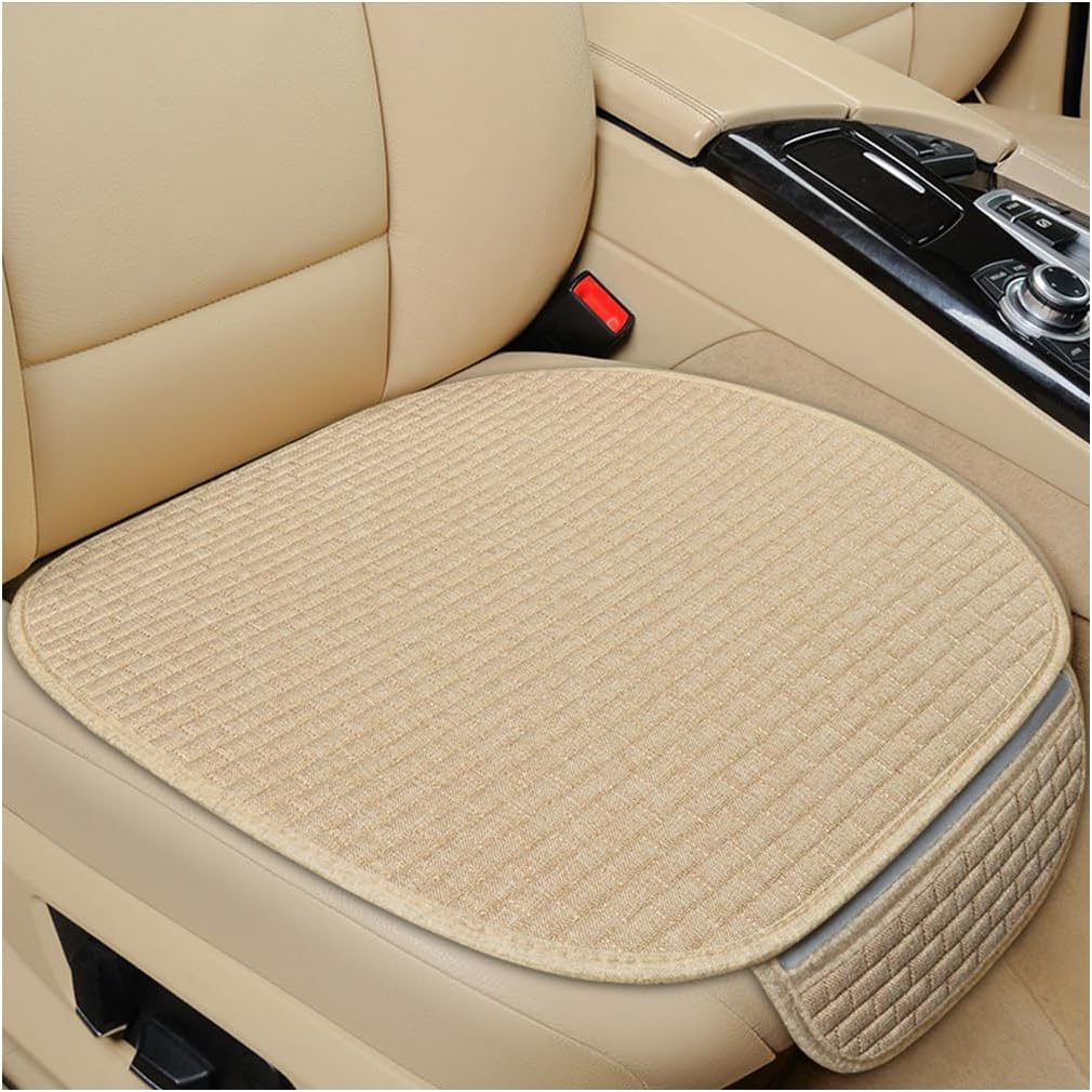 povtii 2PCS Car Seat Bottom Cover Pad, Comfortable Auto Front Seat Button Cushion Pad with Pocket, Breathable Vehicle Seat Protector Mat, Universal Truck SUV Van Car Accessories (Black)