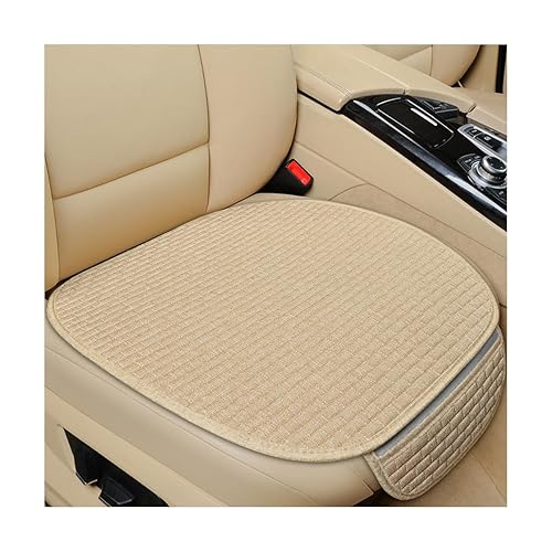 povtii 2PCS Car Seat Bottom Cover Pad, Comfortable Auto Front Seat Button Cushion Pad with Pocket, Breathable Vehicle Seat Protector Mat, Universal Truck SUV Van Car Accessories (Beige)