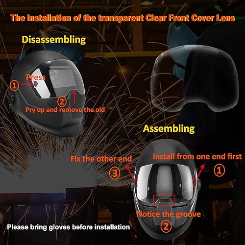 Miniatura 6 de 0700000802 Lente de cubierta frontal transparente, sustituto de la lente ESAB Sentinel A50, lente de visión de 3.94" x 2.36", lente de tapa exterior