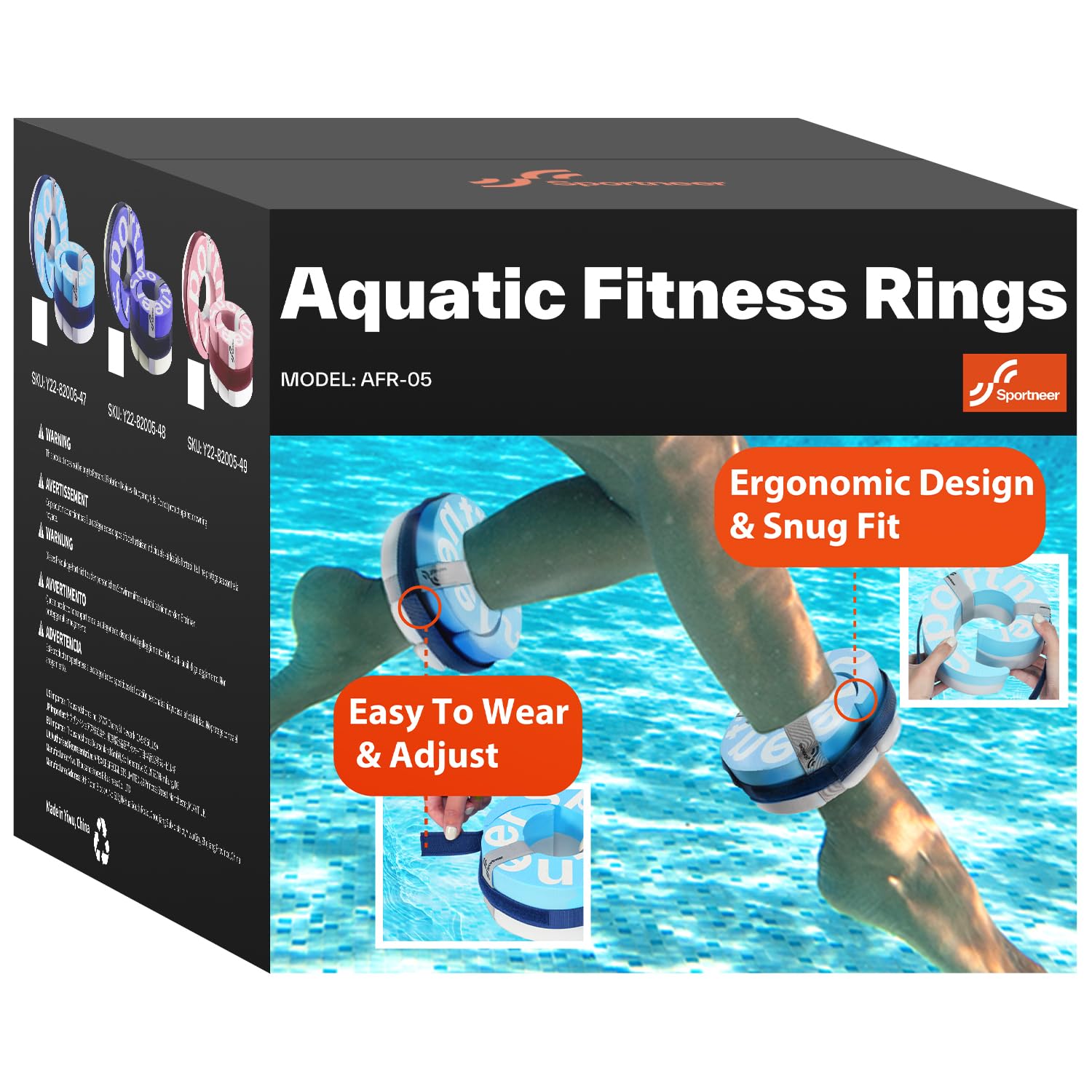 Sportneer Manchettes aquatiques en mousse – Équipement d'aérobic EVA haute densité, poids d'eau pour chevilles et bras avec boucle amovible pour Aqua Fitness, exercices en piscine et jogging aquatique