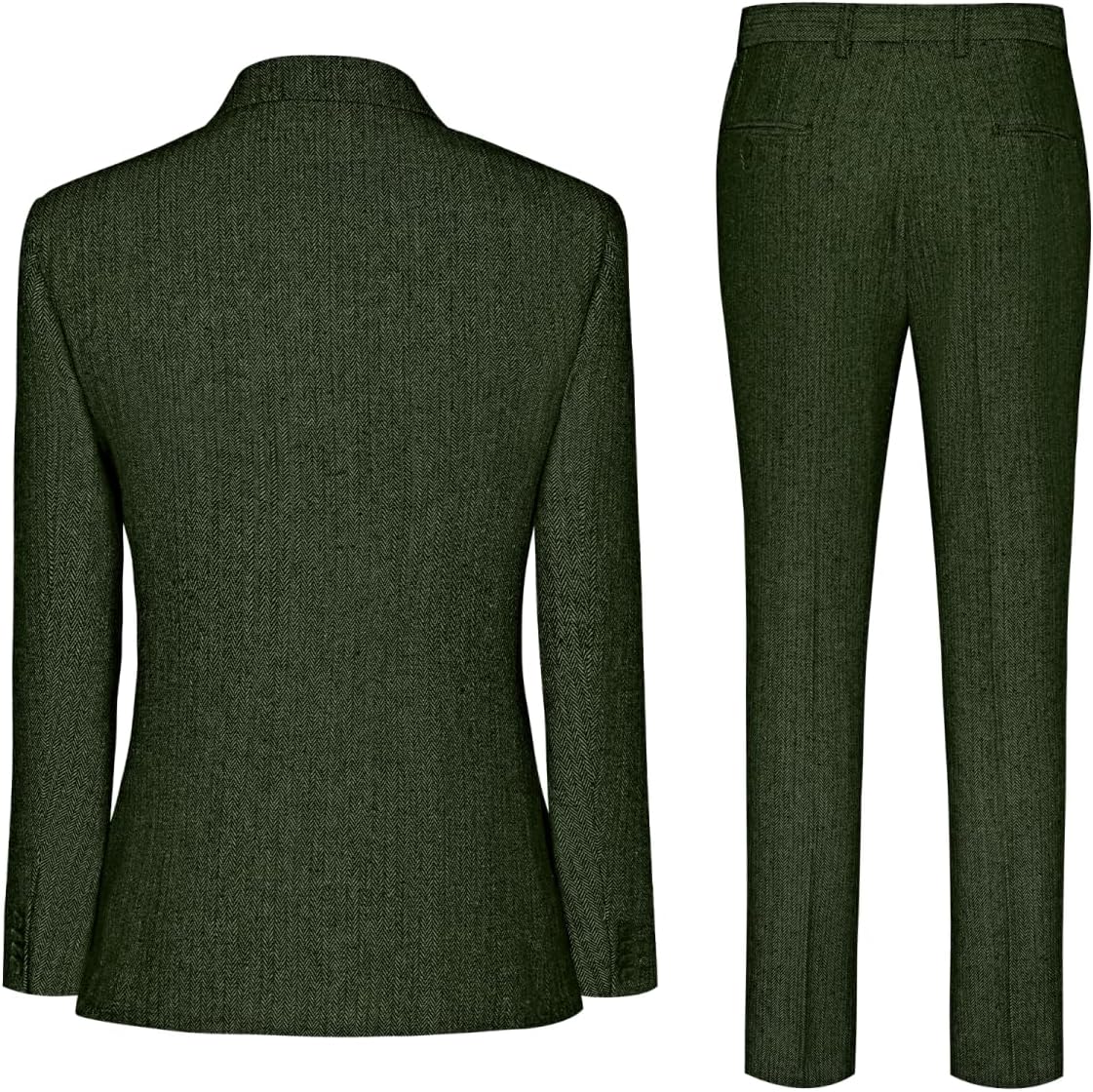 Vintage Tweed Herringbone Suits for Men 2 Button Slim Fit 3 Piece Formal Wool Suit Jacket Vest Pants Men Prom Dress Tuxedo