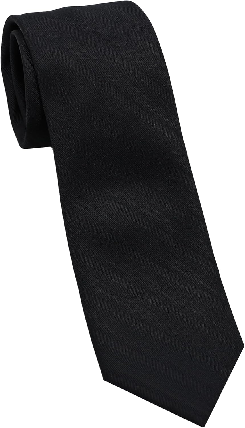 DKNY Men’s Black Solid & Pattern Necktie | Slim 2.75" Width | Modern Classic Formal & Business Tie