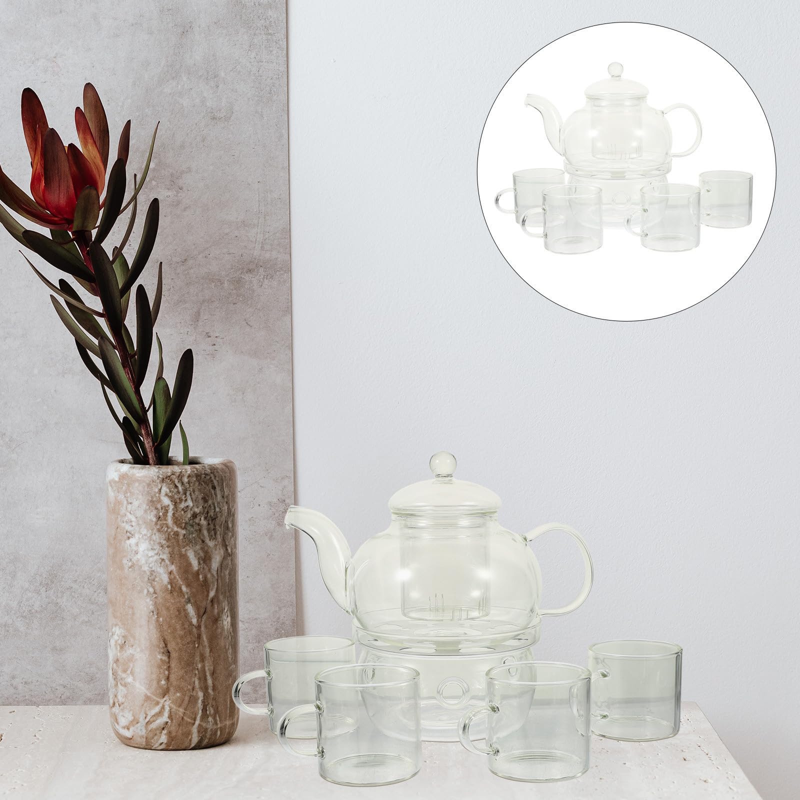 Hitzebeständiges Inkl Stövchen und Kerzenhalter Teeservice aus Glas mit Teekanne und Tassen Elegantes Kung Fu Teeset für Entspannte Teemomente Zuhause