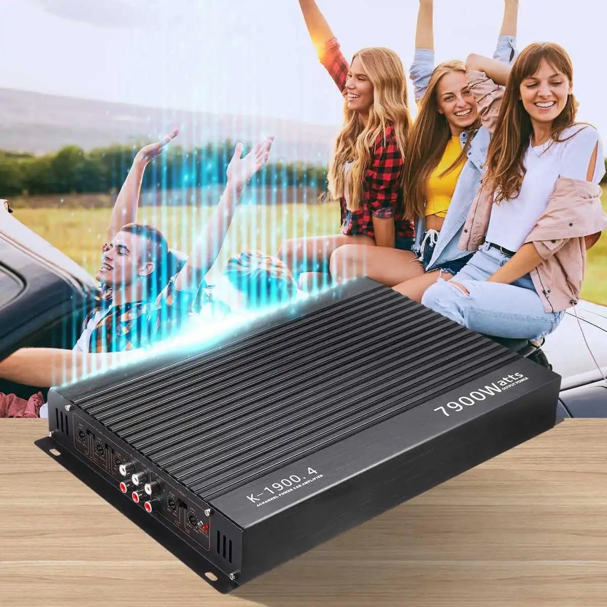 Amplificador de Coche 12V 7900W, Potente Subwoofer Audio de 4 Canales, Estéreo de Potencia de Aluminio para Vehículo, 500437645