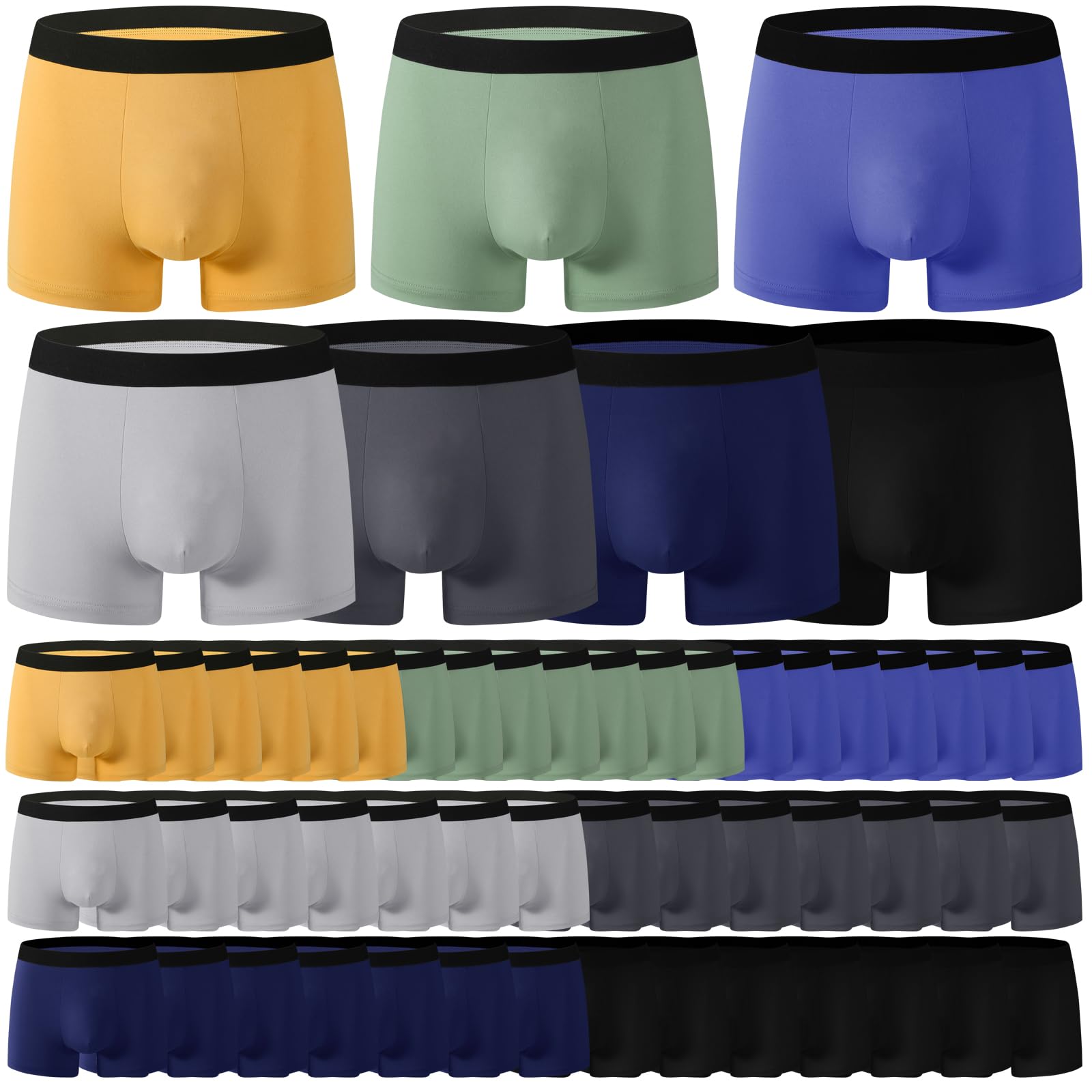 105 Pack Mens Boxer Briefs Cotton Soft Underwear Bulk Pack 5 Assorted Size 7 Assorted Color for Men