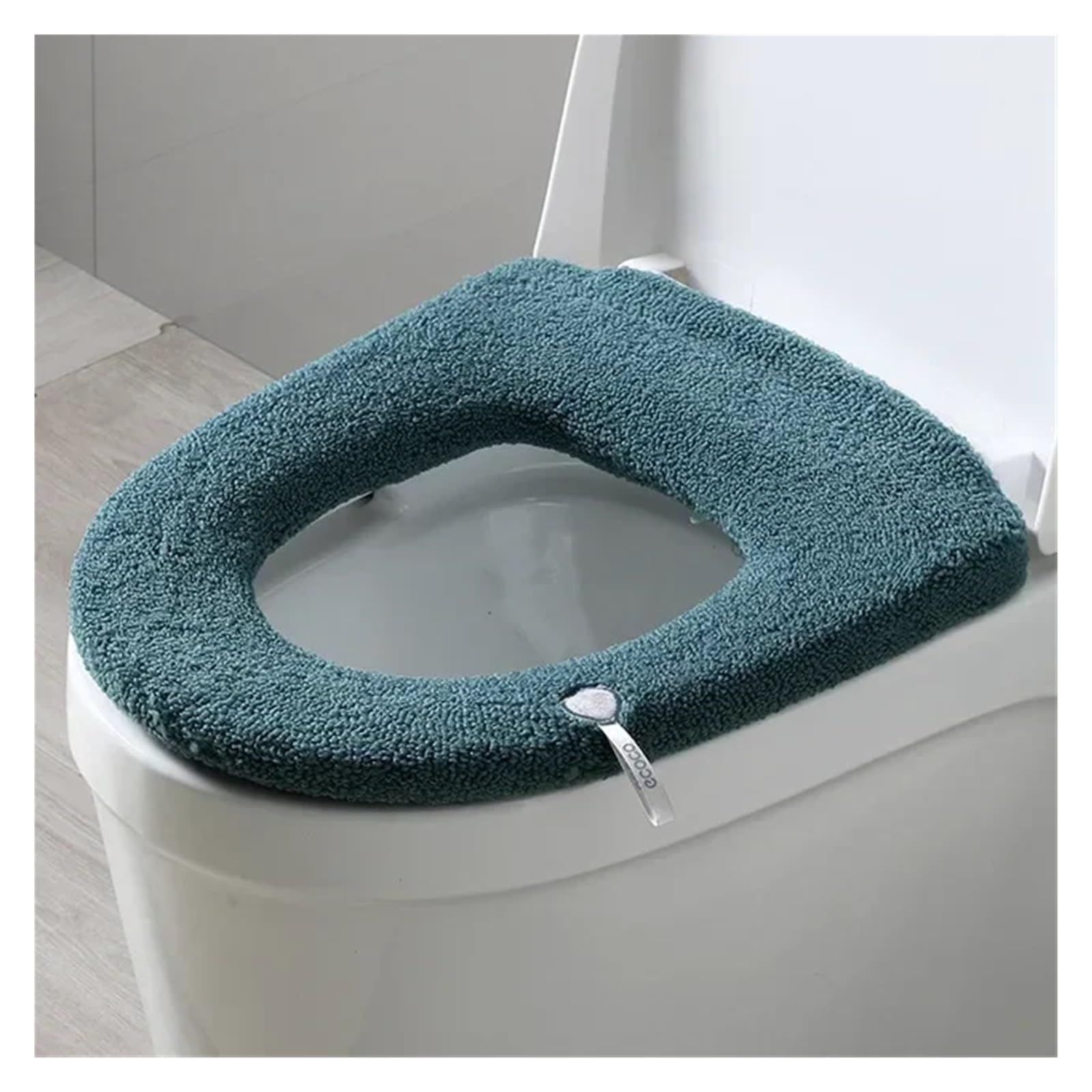 MZSKLW Padded Toilet Seat Toilet Seat Cover Winter Warm Soft Think Bathroom Mat Cushion Universal Washable WC Closestool Pad with Handle(Blue Green)