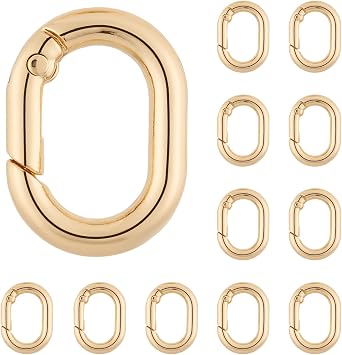 QIUTIMIY 12 Pieces Small Spring Snap Hook Oval Metal Clip for Purse Keychain Replacement Climbing Hiking Wallet