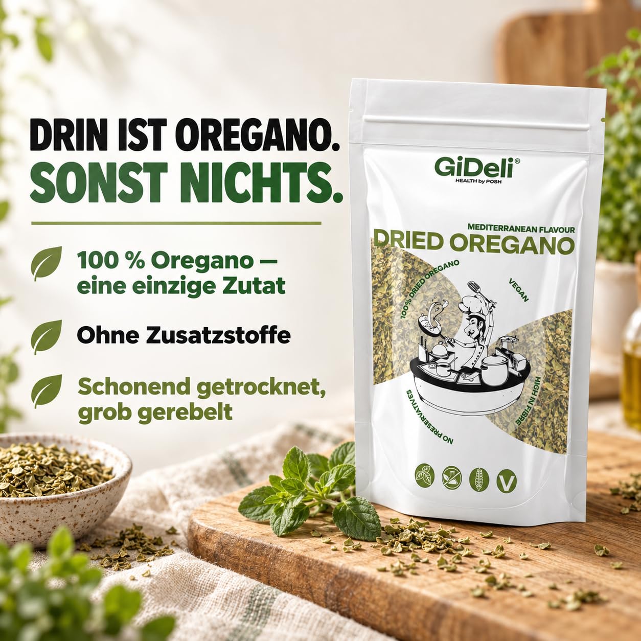 GiDeli Oregano 3 x 1kg - Getrocknete Oregano Blätter- Türkisches Gewürz für Italienische Küche - Pasta Fisch Pizza Suppen Salat und Fleischgerichte