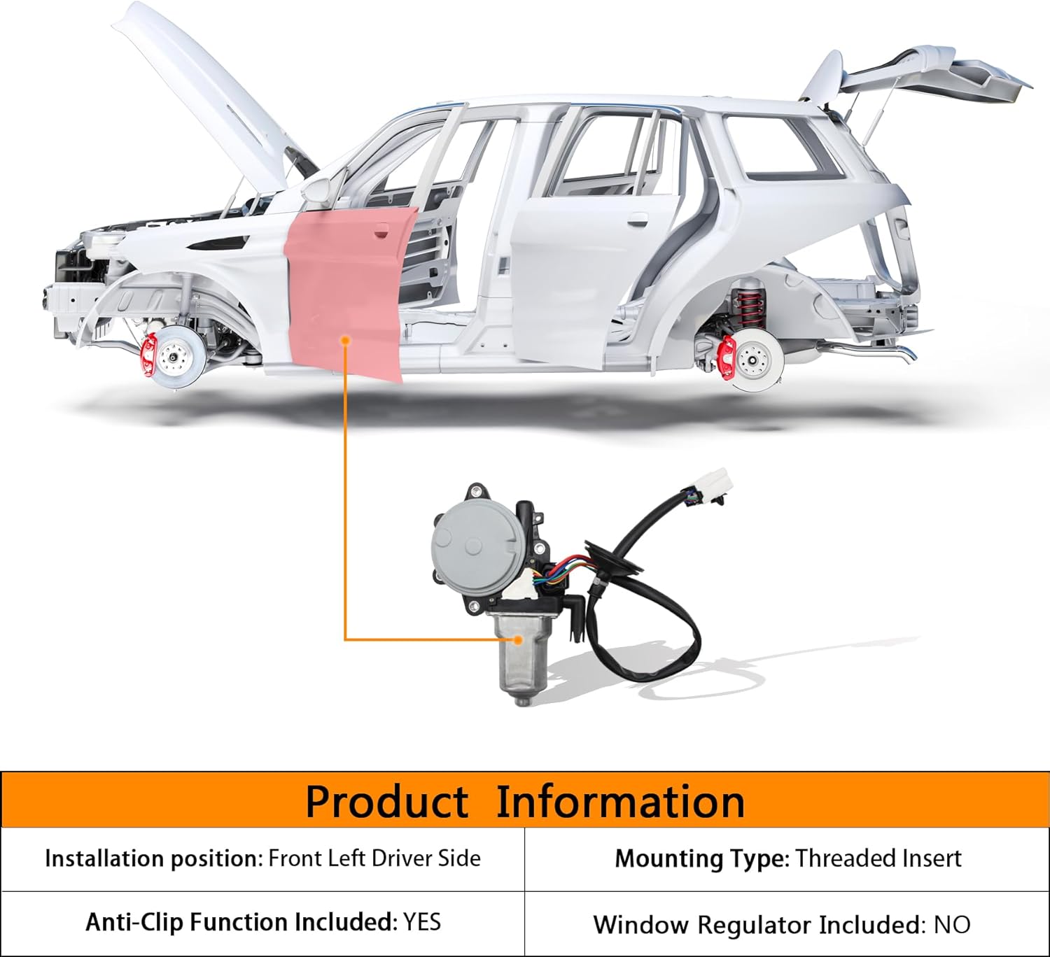 Power Window Lift Motor Compatible with Nissan Murano 2003-2007 Front Left Driver Side,Replace for 80731CA00A 742-523 80731CA011 47-1386 82-1386
