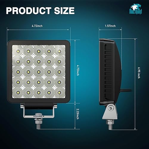 Miniatura 2 de Nilight 2 unidades de 5 pulgadas, 25 LED, haz de inundación, luces cuadradas de trabajo de conducción integradas EMC súper delgadas para todo