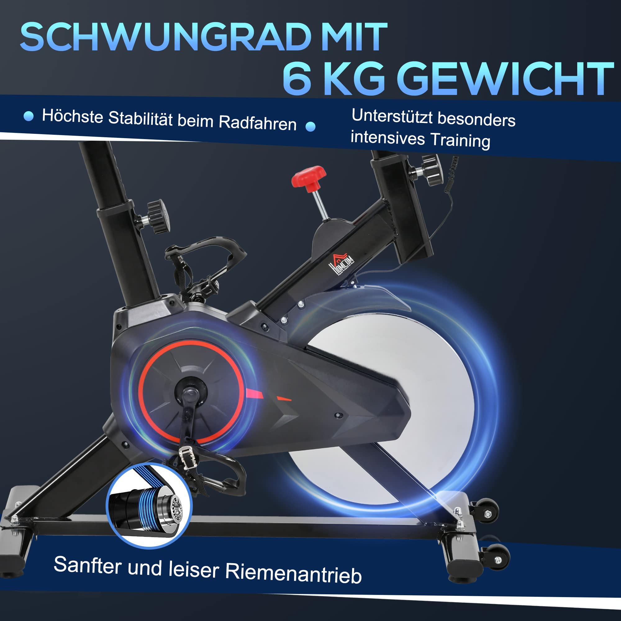 HOMCOM Indoor Cycling Bike Trainer Home Gym Fahrradtrainer Fitnessfahrrad 102x47x114cm