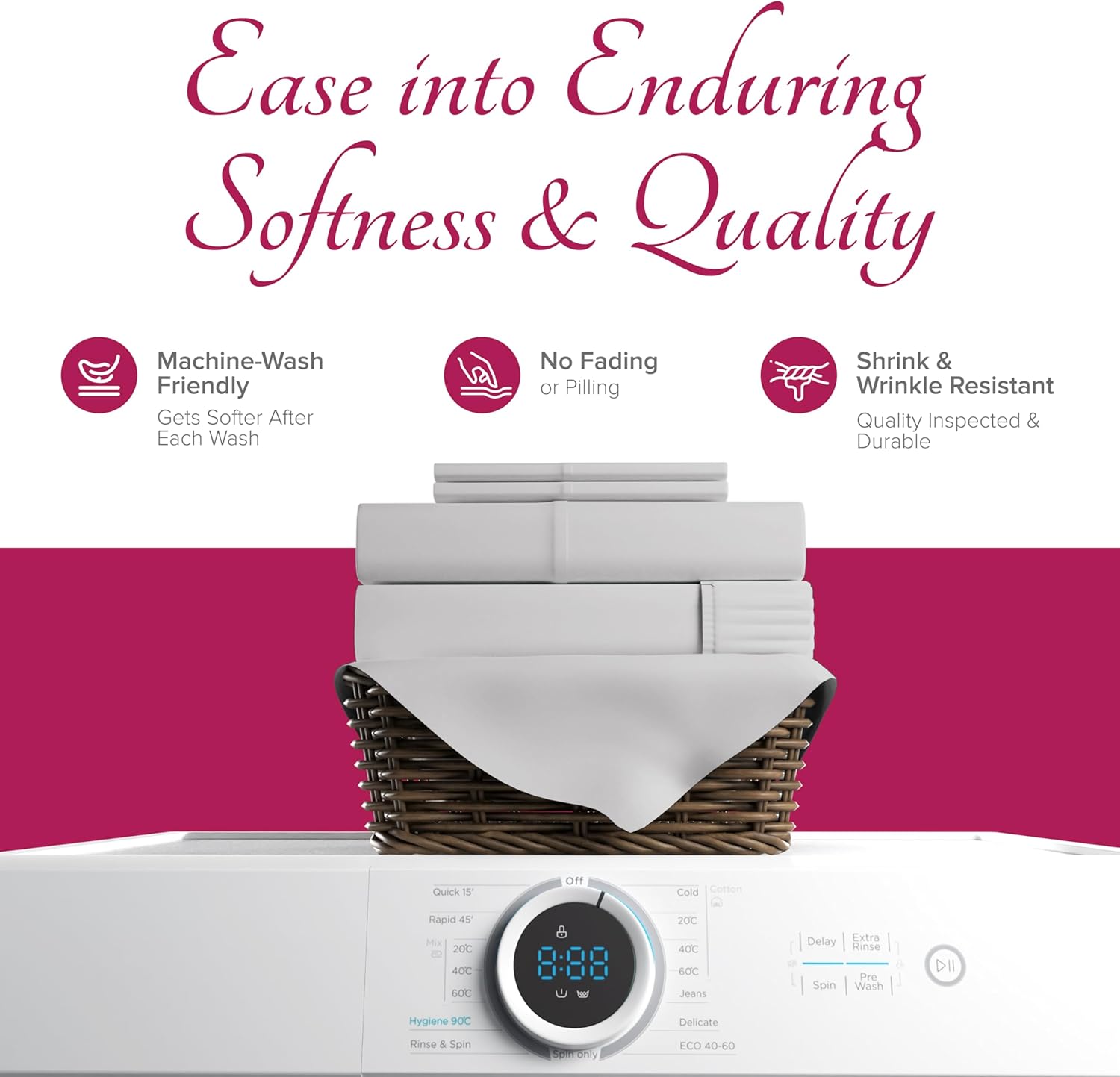 Carressa Linen 100% Egyptian Cotton Pillow Cases Standard Size Set of 2 - Luxury 1200 Thread Count Cotton Pillowcases Queen Size (Light Grey), Soft, Cooling, Sateen Weave Hotel Quality Pillow Cover - Image 6