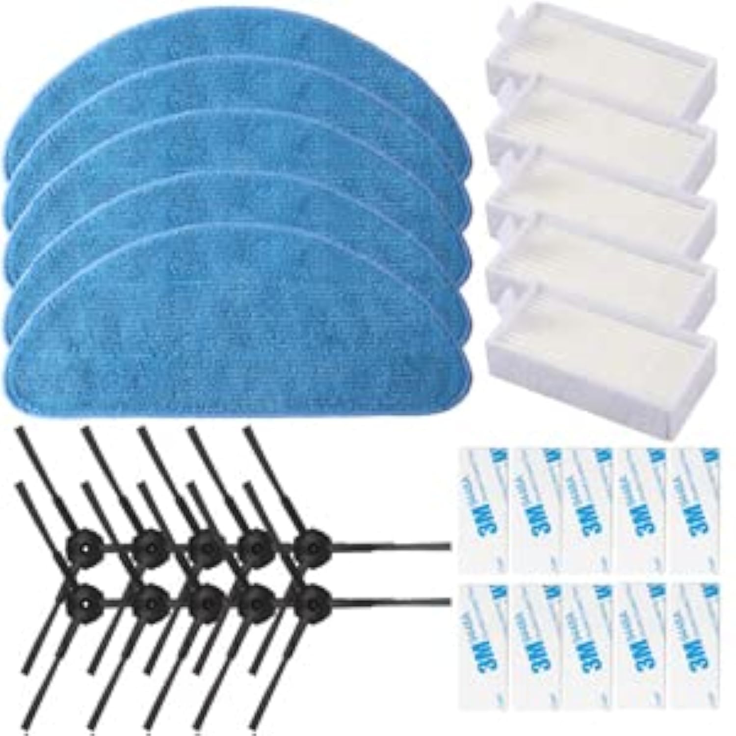 Electropan Replacement Consumable Accessories Parts 10pcs Side Brush + 5pcs