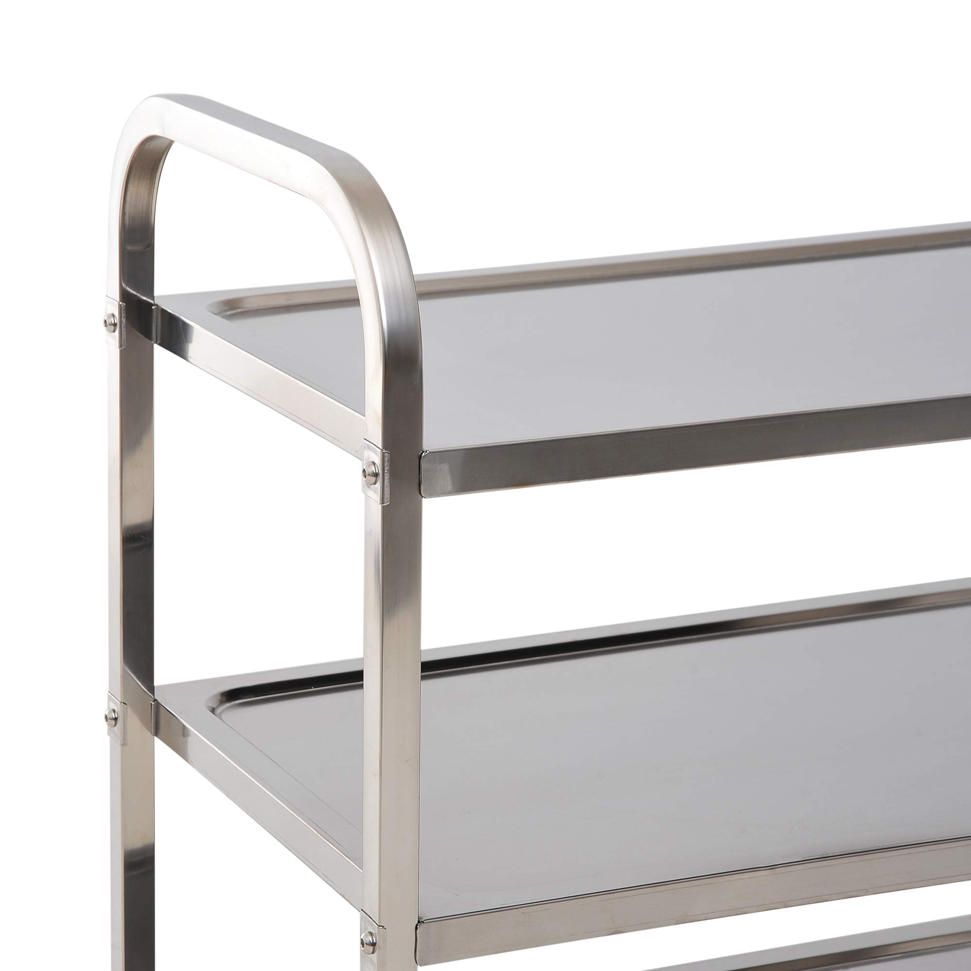 HOMCOM Desserte de Cuisine Chariot roulettes 90,5 x 50,5 x 88,2 cm Argenté | à 3 Étagères, Acier Inox., Cuisine et Salle à Manger