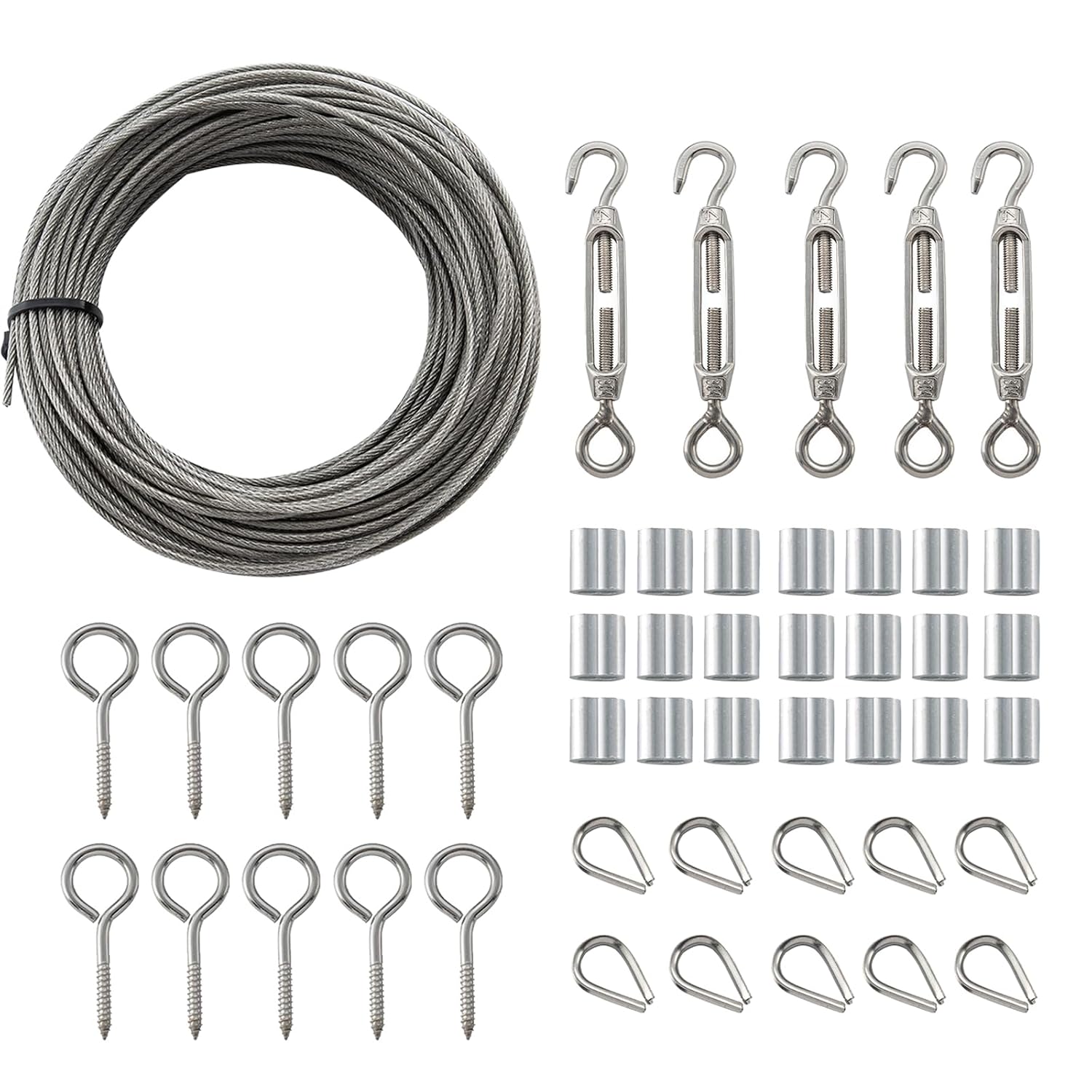 Kit de cable de acero inoxidable 100 pies con tensores M5