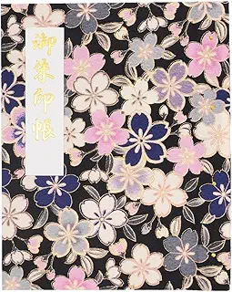 御朱印ホルダー 書き置き用 ポケット 標準サイズ 書置き 御朱印帳 ご朱印 ファイル (カバーなし, 桜づくし(紺))