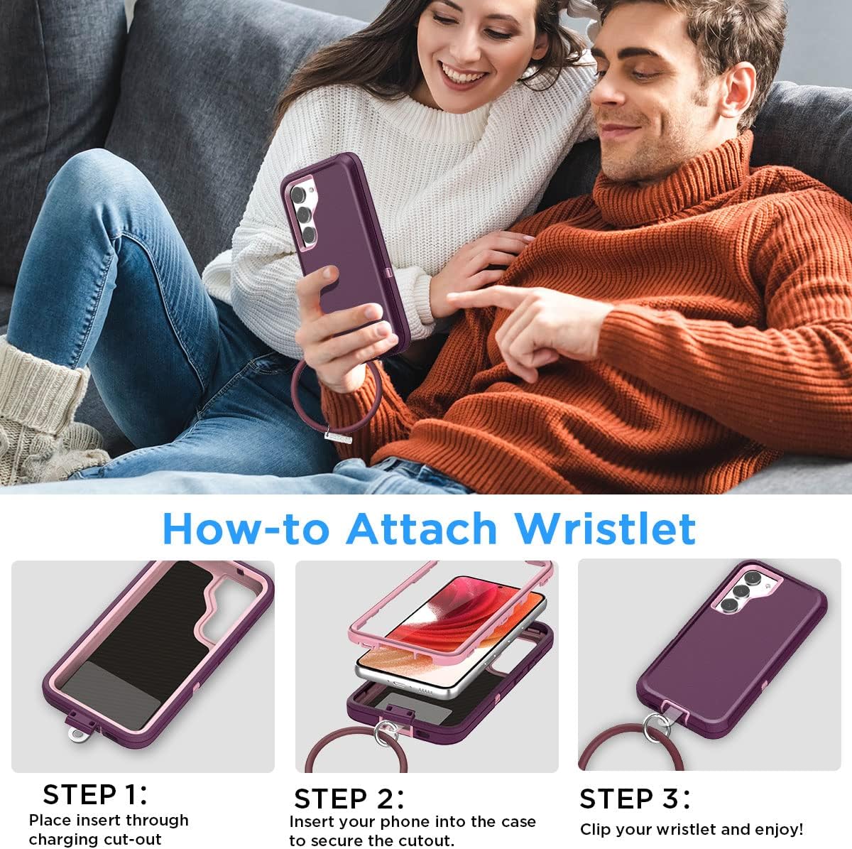 AICase for Galaxy S23 Plus Case with Detachable Anti-Lost Hand Strap/Wristband,Heavy Duty Drop Protection Full Body Rugged Shockproof/Dust Proof 3-Layer Military Protective Durable for Samsung S23+_2