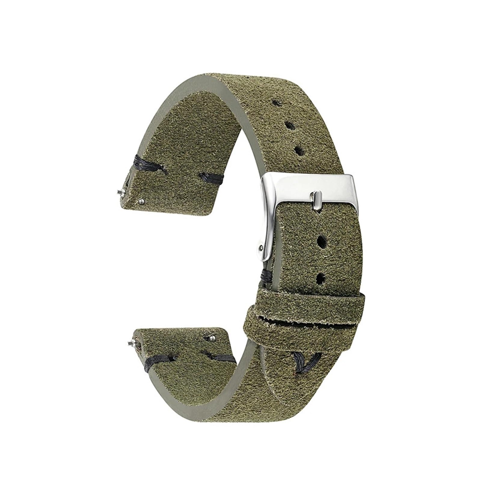 Zielone paski do zegarka, pasek do zegarka, skóra zamszowa, mężczyźni, kobiety, 18 mm, 20 mm, 22 mm, pasek zastępczy (zielono-biała linia, 20 mm)