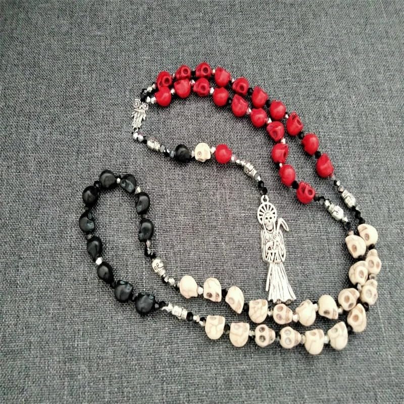 925 Sterling Silver La Santa Muerte Rosary Necklace For Women And Men - Satanic Rosary Necklace, Santa Muerte Pendant With Chain, Holy Saint Of Death Religious Jewelry Gift - Image 2