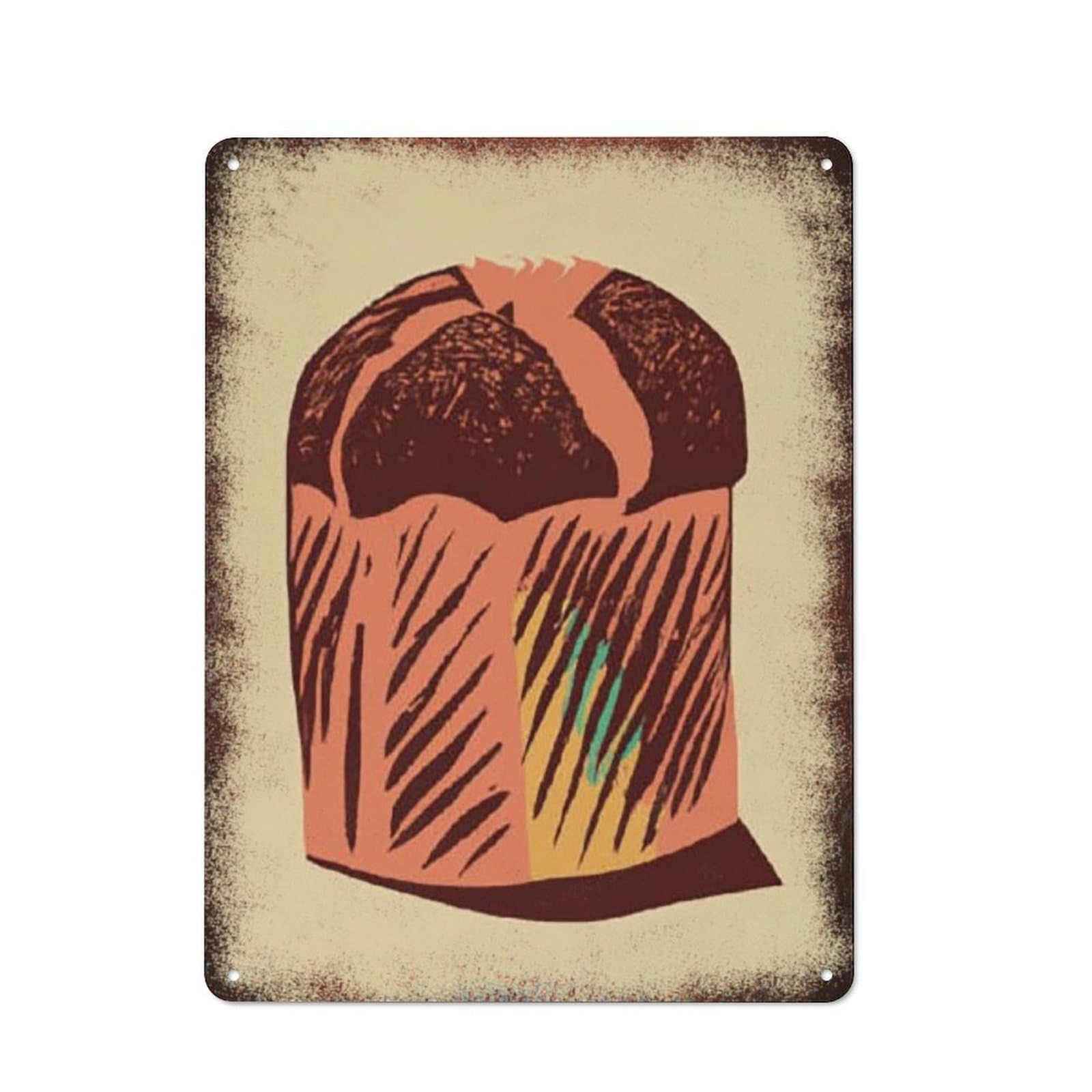 peiyeety Metal Tin Sign Loaf Of Bread Watercolor Pattern Vintage Rustic Wall Art Kitchen Bathroom Bedroom Living Room Cafe Farmhouse Entryway Office Garage Home Bar Laundry Room Porch Patio 8x12 Inch