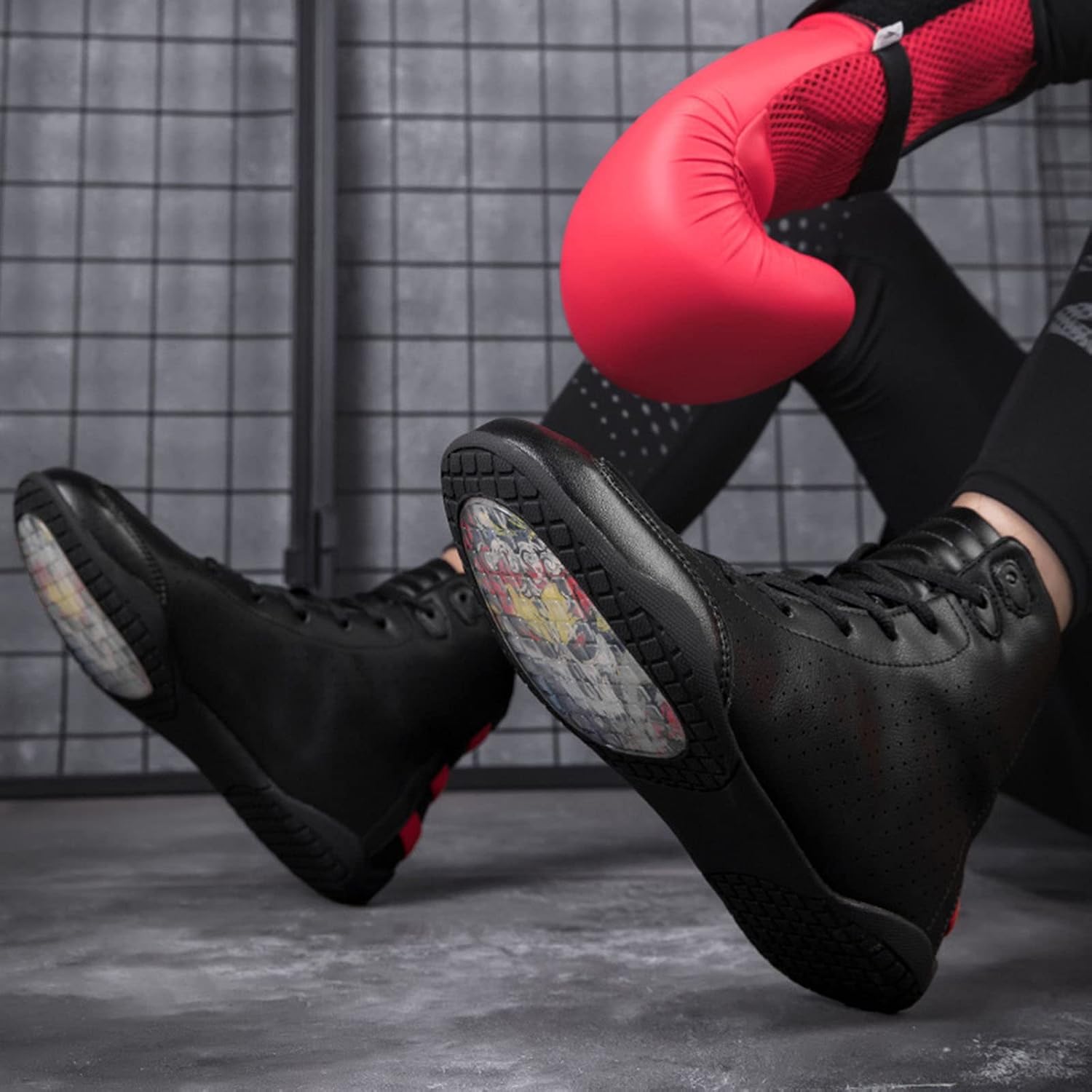AIRFUL Men's Professional Boxing Shoes Unisex Wrestling Shoes Indoor Gym Sports Comprehensive Training Shoes with Mesh Ventilation Holes (Color : Red, Size : 9 Women/7.5 Men)