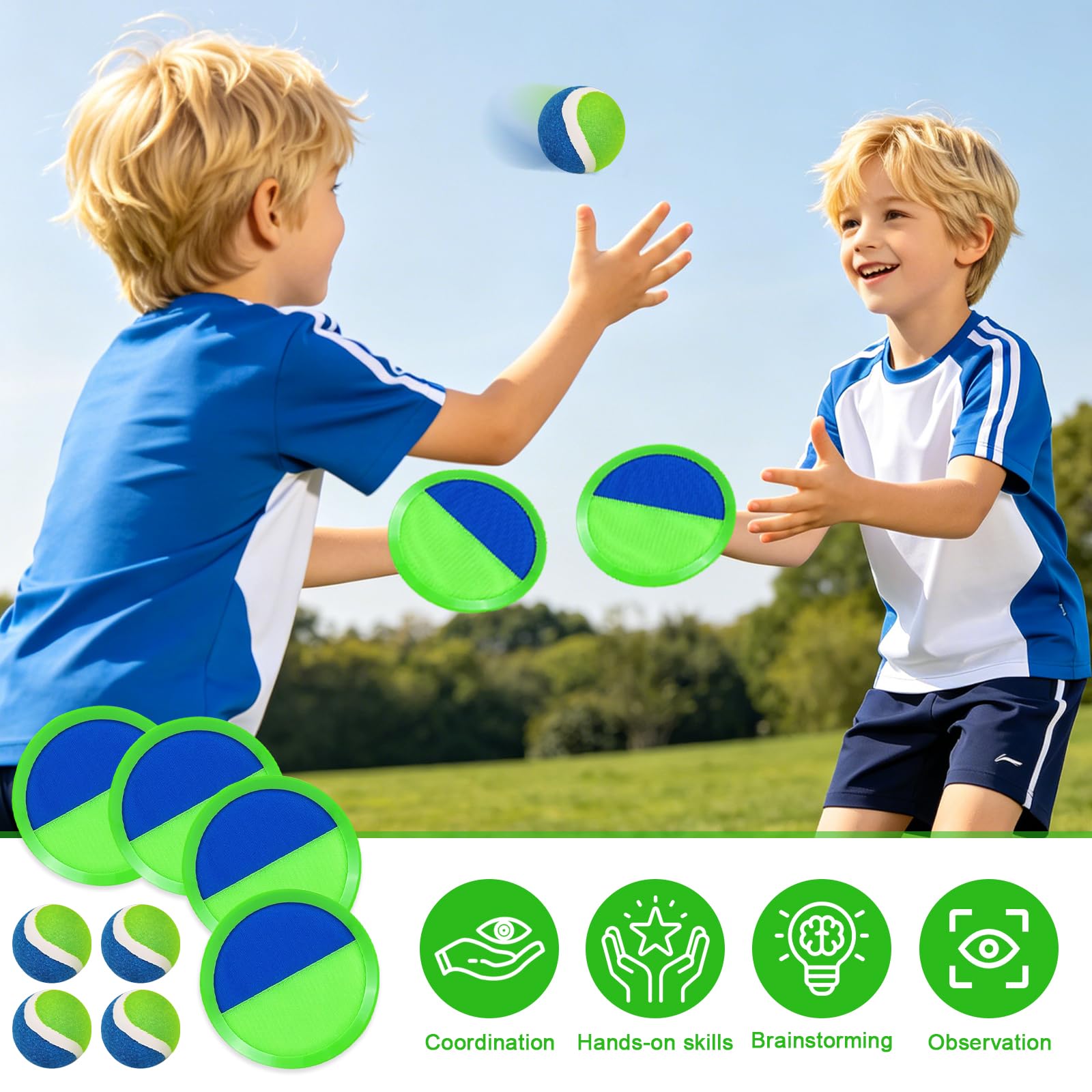 Klettballspiel für Kinder Klettball Strandspielzeug Ballspiele Wasserdicht Wurfspiel Klettspiel Outdoor Strandspiele Erwachsene Draußen für Draußen Garten ab 2 3 4 5 6 7 8 9 10 Jahre Mädchen Junge