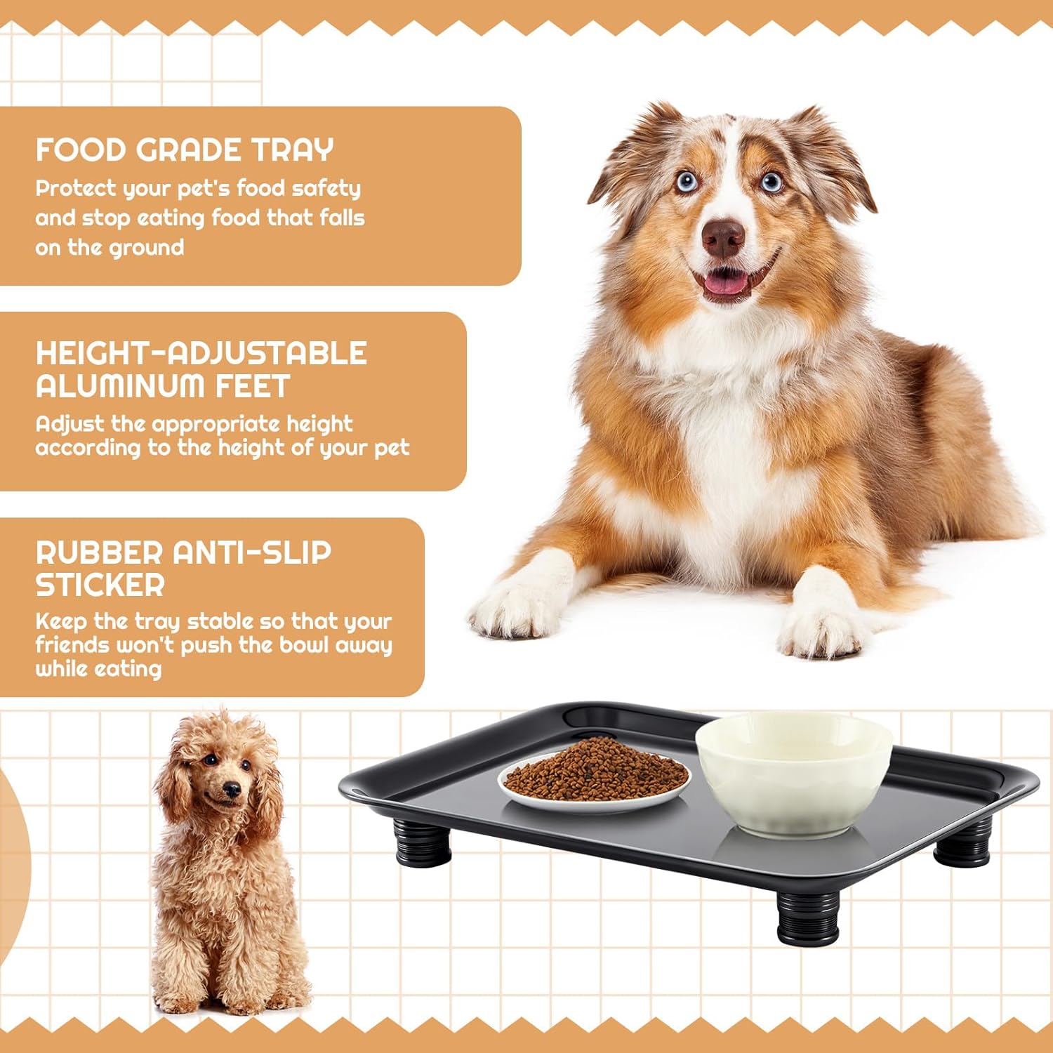 Marsui Ant Proof Cat Dog Bowl Tray - Waterless, Height Adjustable Legs for Pet Neck Comfort No Pest Pet Food Feeding Station, Kitchen Sweets & Trash Ant Barrier(23mm-37mm) - Image 3