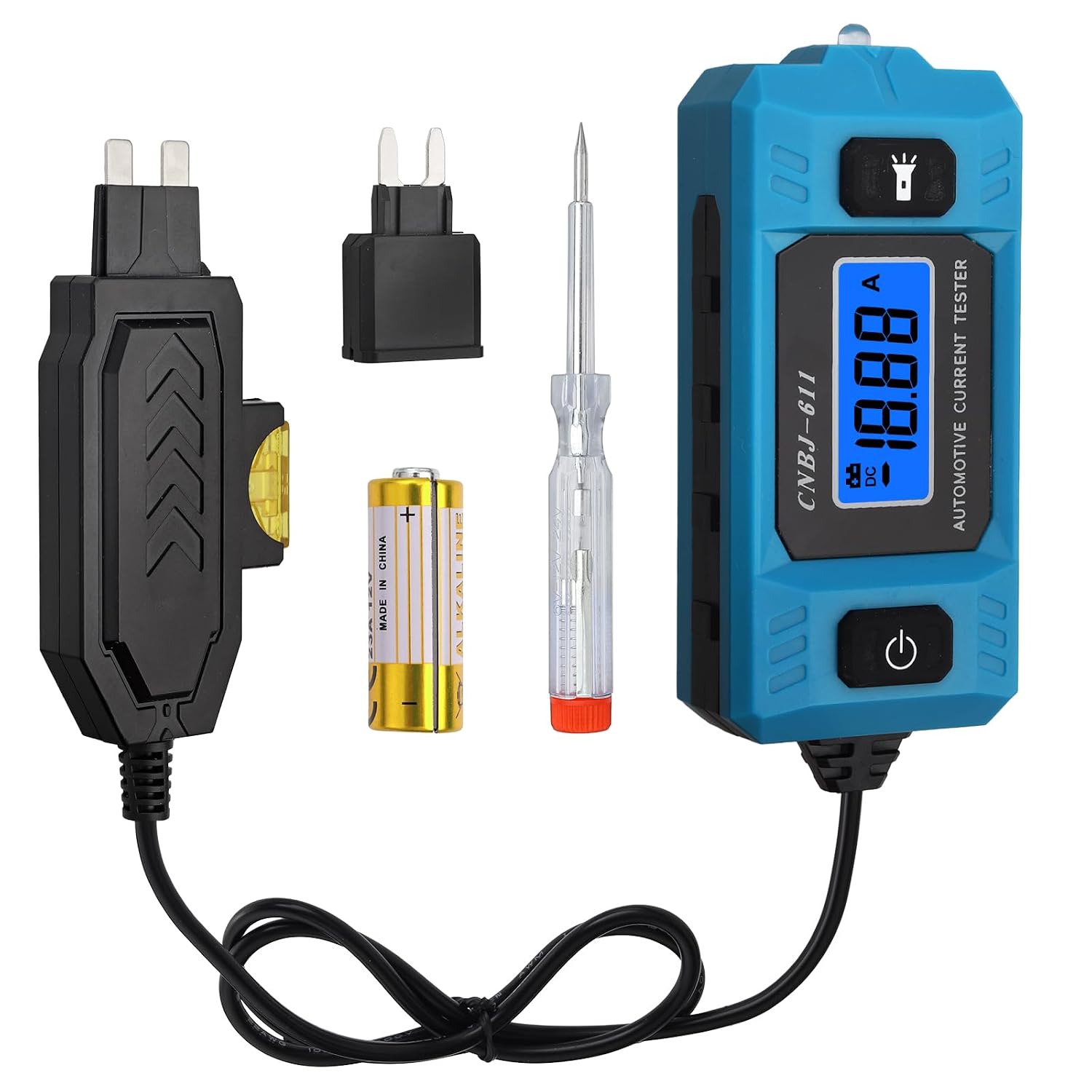 EYPINS 20A 48V Car Fuse Current Tester - High Precision Automotive Circuit Fault Probe Testers,Car Relay Fuse Blade Checker with Battery, DC Detect Pen,Backlit Display & Front Light