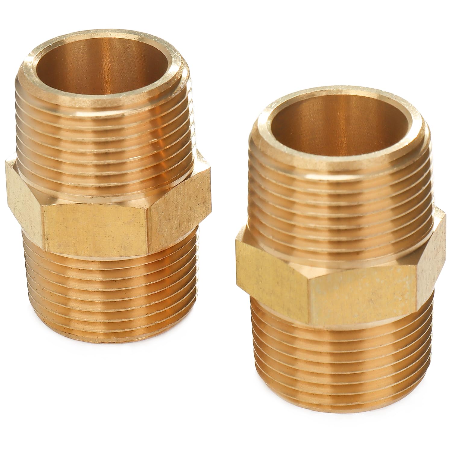 Tubo de latón hexagonal de 3/4 macho BSPT LTWFITTING para aire y combustible (paquete de 2)