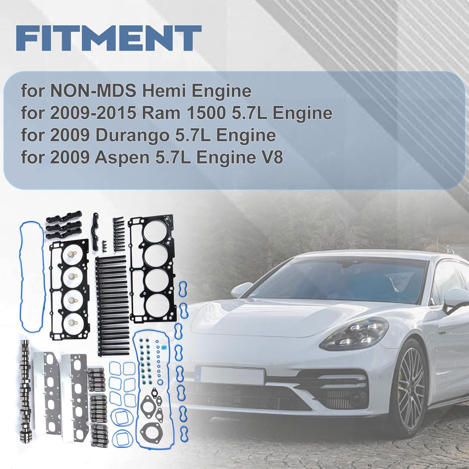 Non-MDS Lifters Camshaft Kit with Gaskets Plugs, Fits for Ram 1500 2009-2015 V8 5.7L Hemi, 53021720AB Lifters Camshaft Head Gasket Set for 2009 Durango Aspen V8 5.7L, Replace# 53021720AD