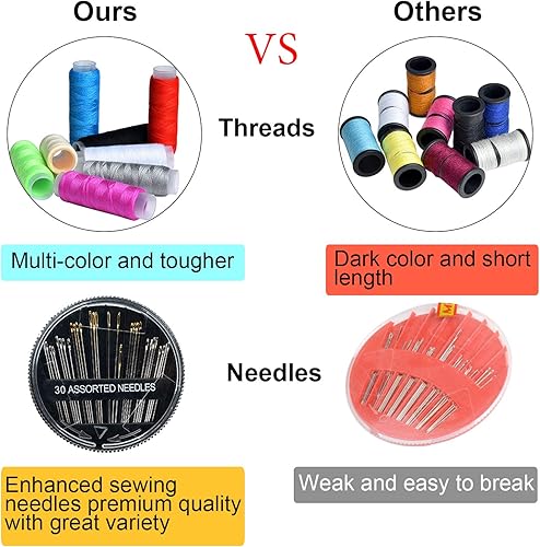 Miniatura 3 de Kit de costura, mini kits de costura portátil con cremallera para adultos, niños, viajeros, principiantes, emergencias, reparación familiar,