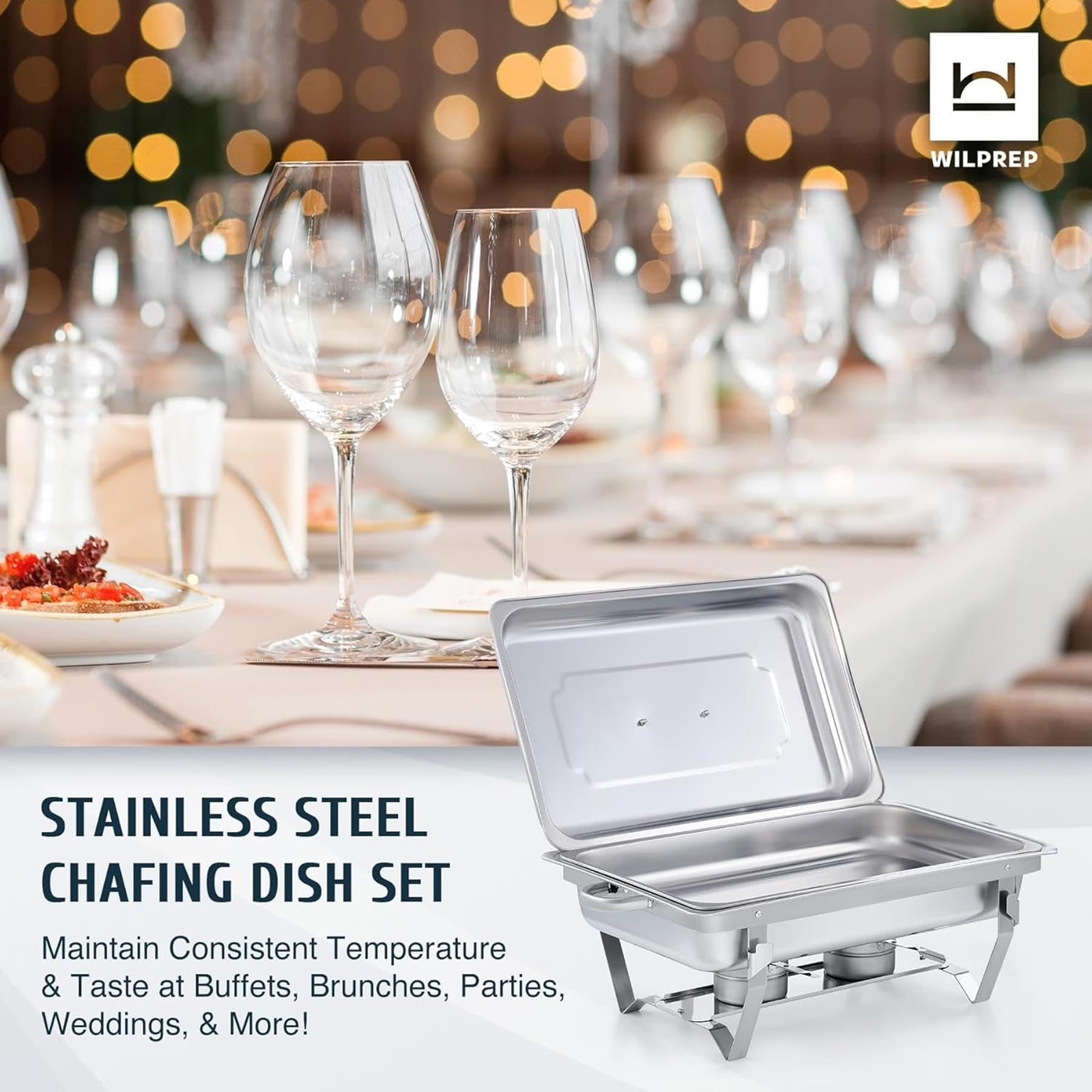 Scaldavivande for Buffet, Acciaio Inossidabile Rettangolare