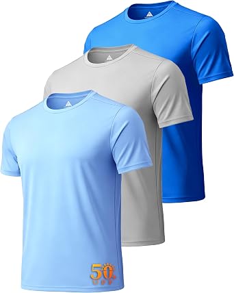 ZITY 3 Pack T Shirts for Men UPF 50+ Workout Swim Shirt Fast Dry Moisture Wicking Athletic T-Shirts for Running Gym