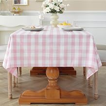 Laolitou Pink Gingham Table Cloth Rectangle Tables Buffalo Plaid Checkered Tablecloth Cotton Linen Farmhouse Tablecloths Washable Wrinkle Free for Baby Shower Picnic Kitchen, 60"x106" 8-10 Seats