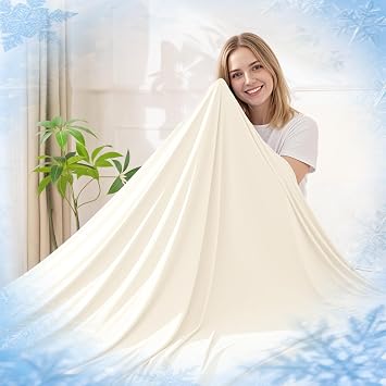 Cooling Blanket for Hot Sleepers, Double-Sided Cold Blanket with Japanese Q-Max >0.5 Arc-Chill Fibers, Lightweight & Breathable Summer Blanket for Night Sweats, Couch, Travel 127 x 152 cm, Beige