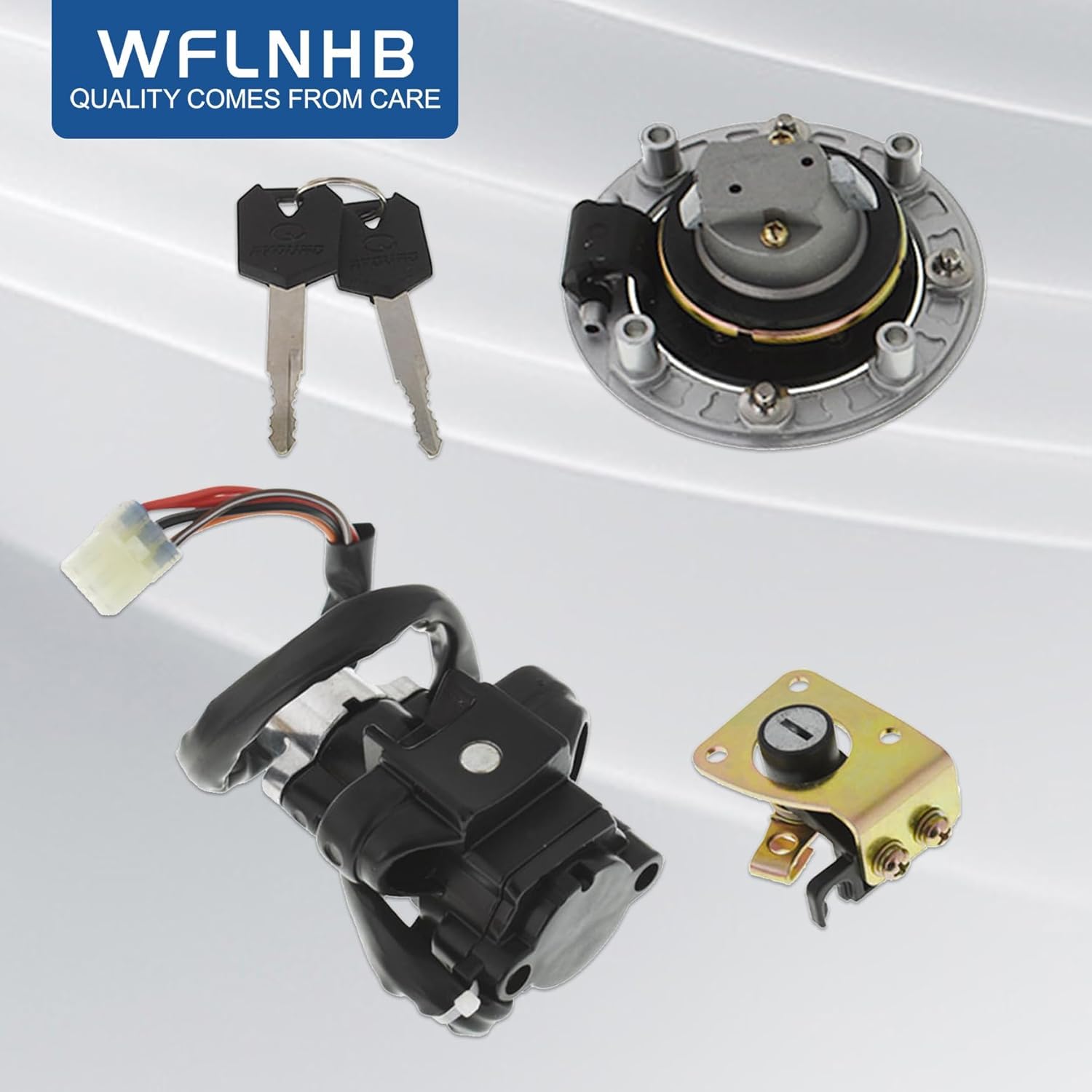 WFLNHB Ignition Switch Cap Cover Seat Lock Key Replacement for Suzuki GSX600F Katana 1998-2006 GSX750F Katana 1998-2006